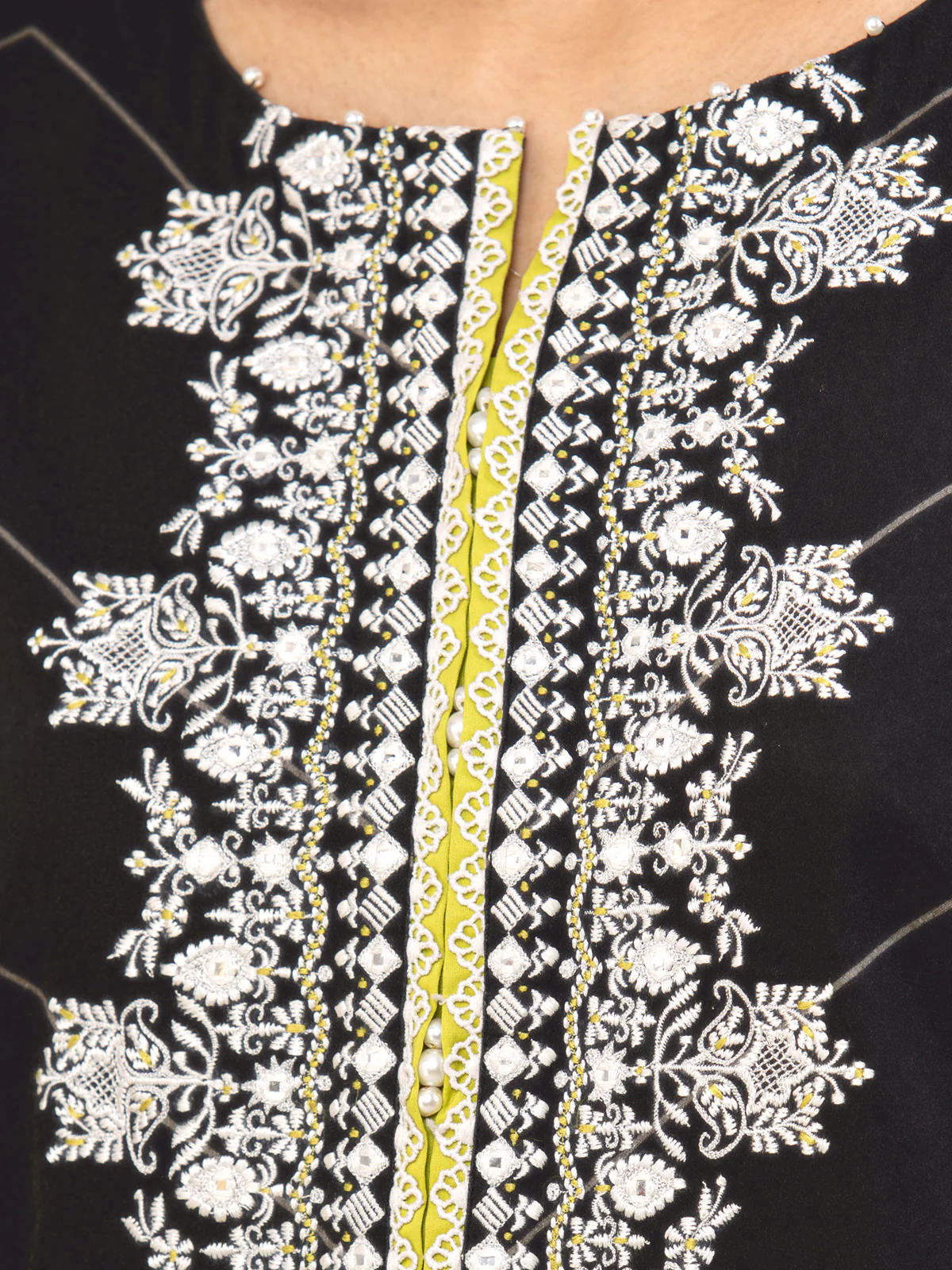 Unstitched Embroidered Cotton Satin Shirt - EWU22V9-25047 - Image 3