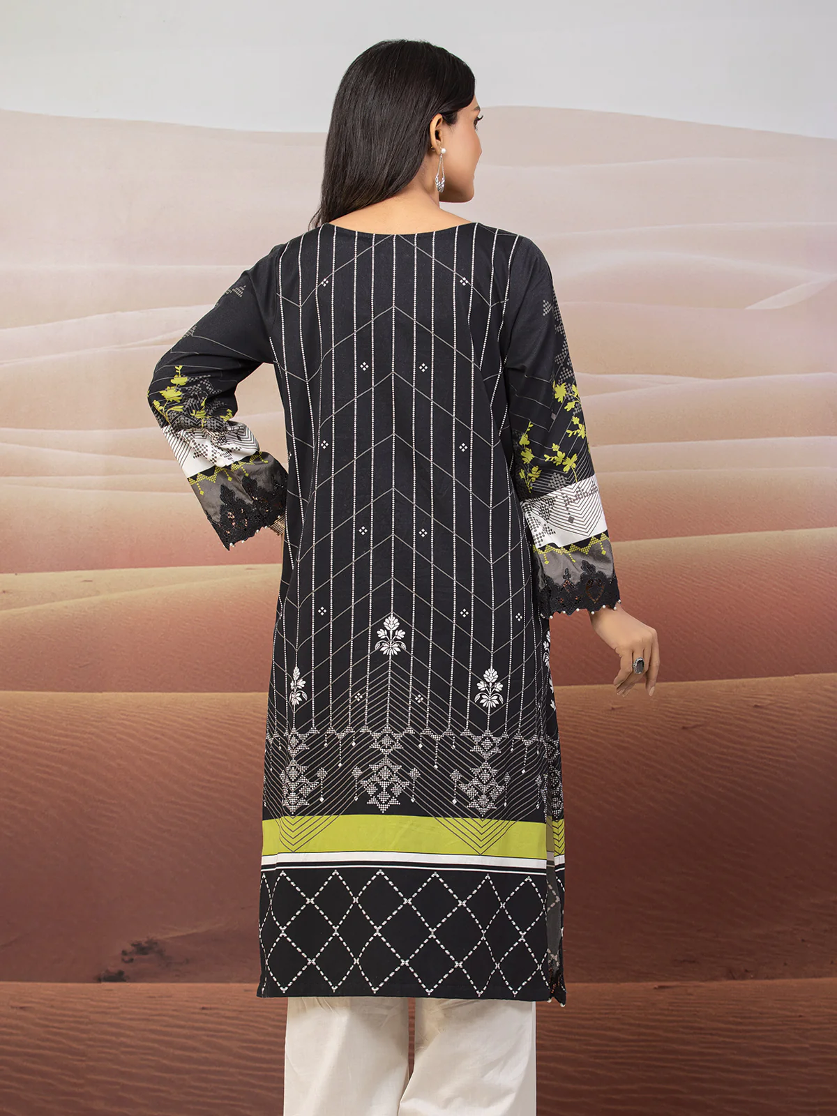 Unstitched Embroidered Cotton Satin Shirt - EWU22V9-25047 - Image 5