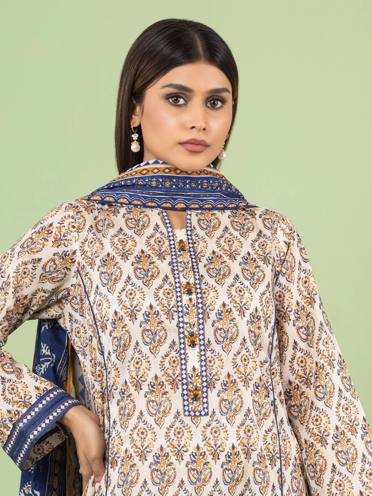 Unstitched Printed Lawn Suit - EWU23A1-26035 - Image 2