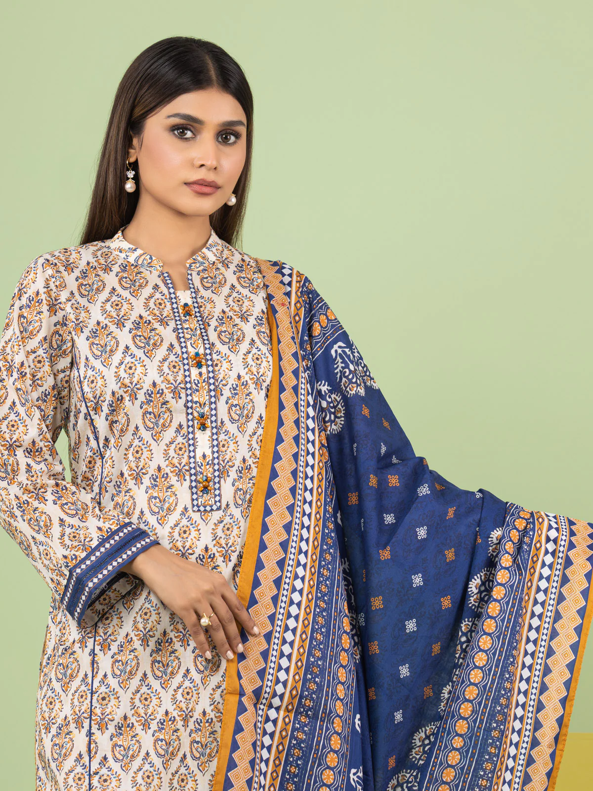 Unstitched Printed Lawn Suit - EWU23A1-26035 - Image 3