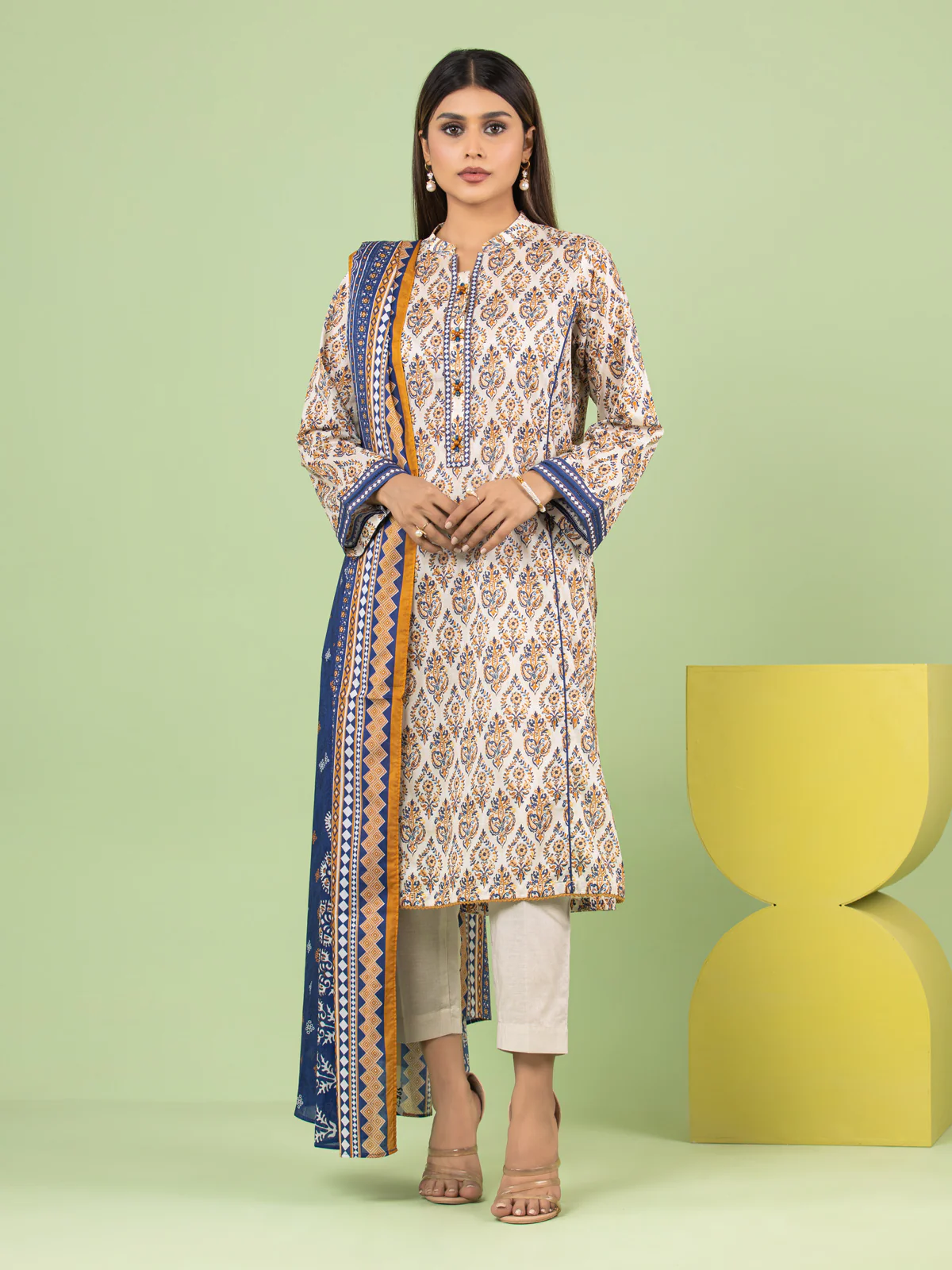 Unstitched Printed Lawn Suit - EWU23A1-26035 - Image 6