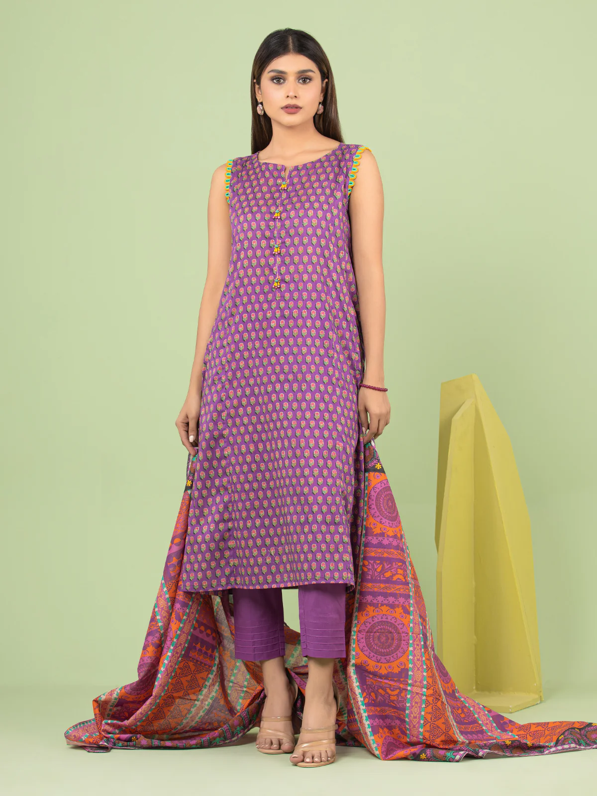 Unstitched Printed Lawn Suit - EWU23A1-26037 - Image 4