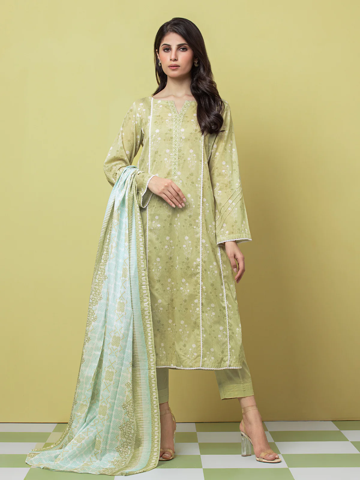 Unstitched Printed Lawn Suit - EWU23A1-26241 - Image 6