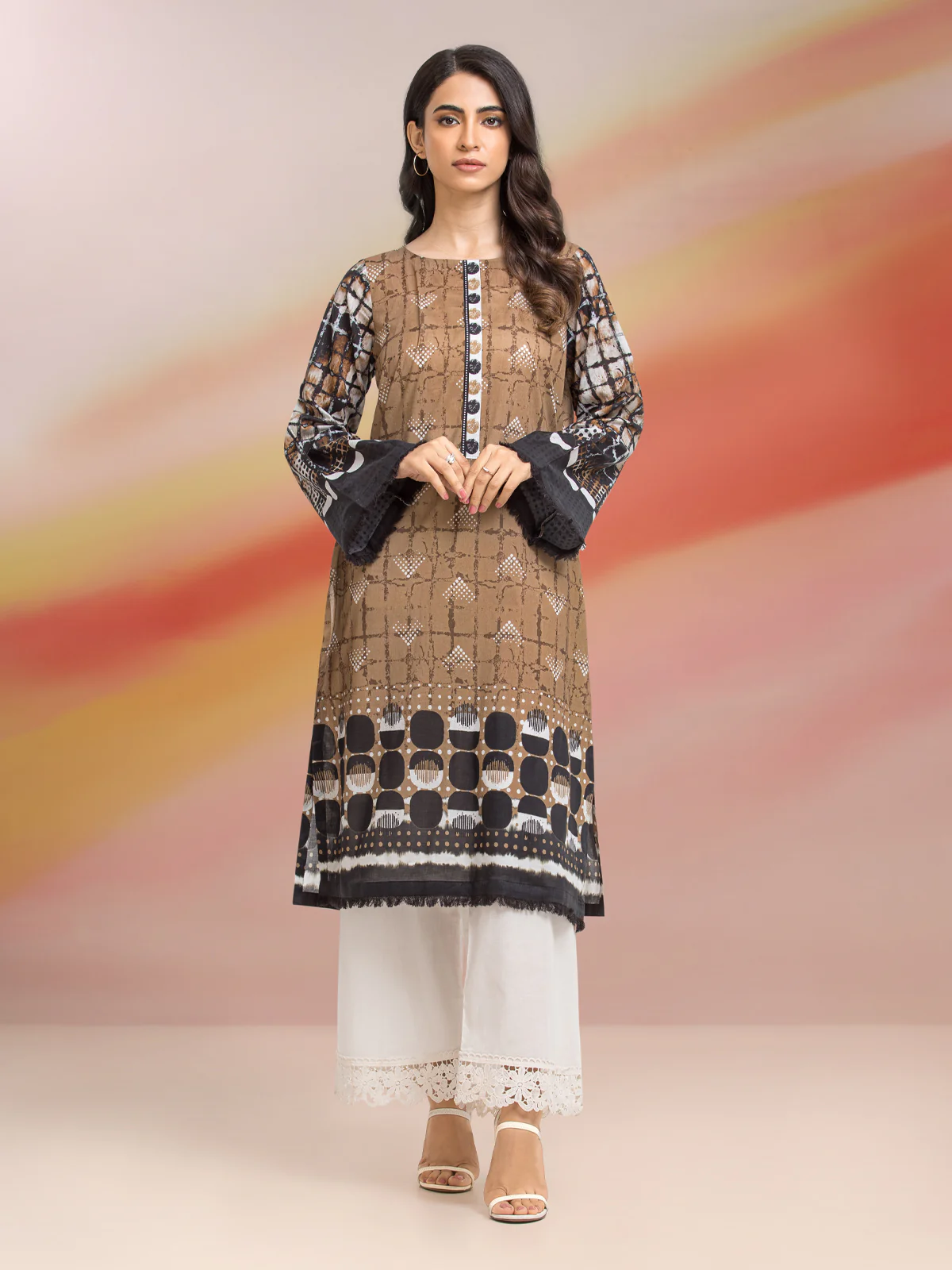 Unstitched Printed Lawn Shirt - EWU23A1-28001S - Image 4