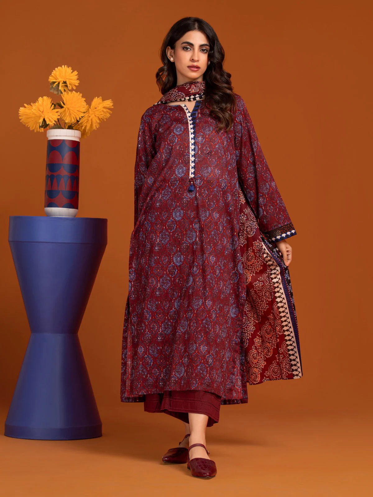 Unstitched Printed Khaddar Suit - EWU23A3-27196-3P