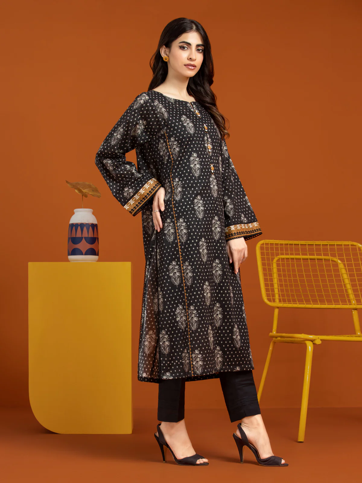 Unstitched Printed Khaddar Shirt Trouser - EWU23A3-27250ST - Image 2