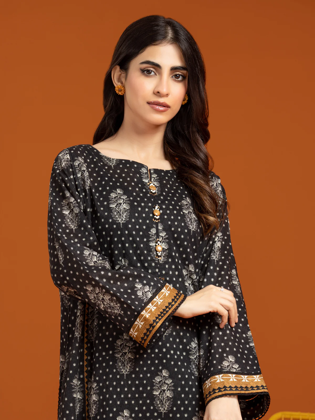 Unstitched Printed Khaddar Shirt Trouser - EWU23A3-27250ST - Image 4