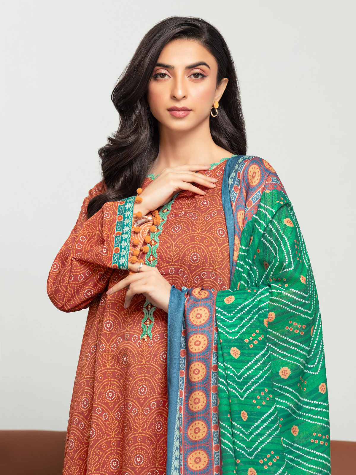 Unstitched Printed Khaddar Suit - EWU23A3S-27600-3P - Image 4