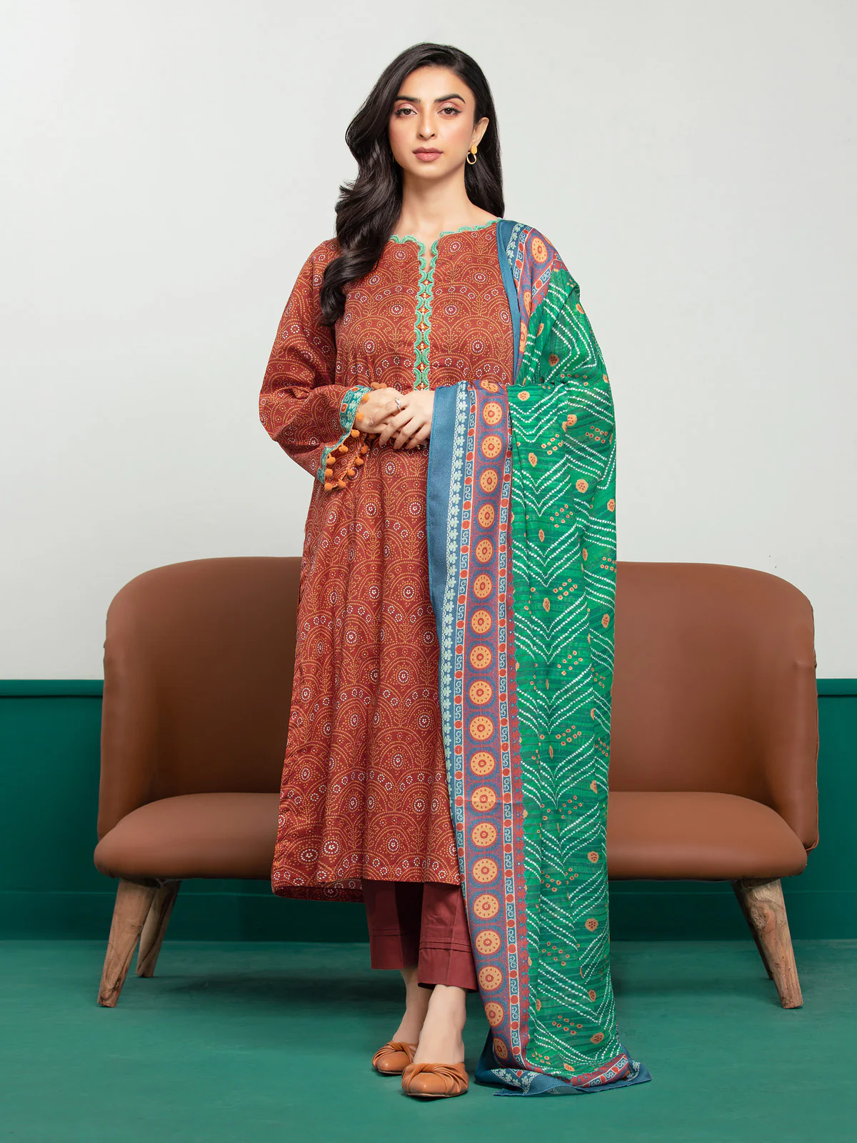 Unstitched Printed Khaddar Suit - EWU23A3S-27600-3P - Image 5