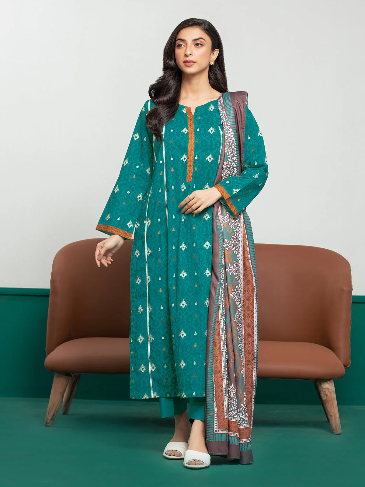 Unstitched Printed Khaddar Suit - EWU23A3S-27603-3P