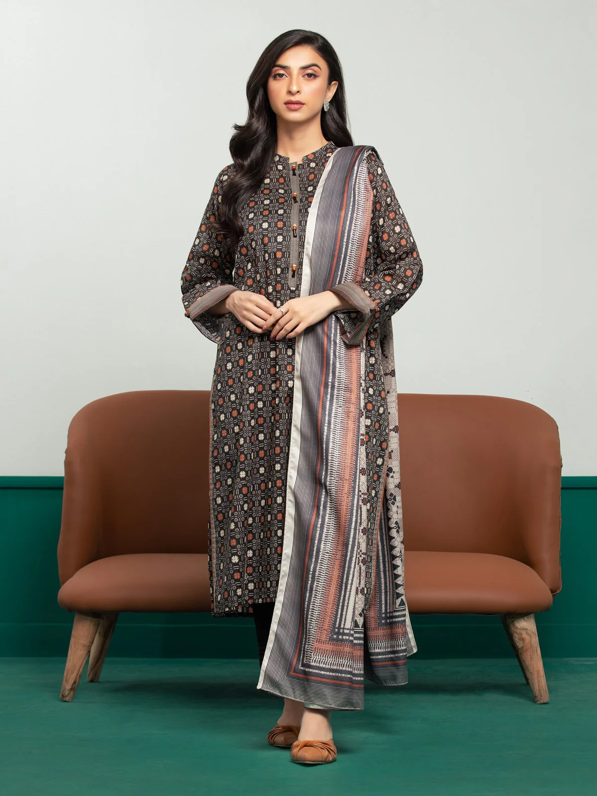 Unstitched Printed Khaddar Suit - EWU23A3S-27625-3P