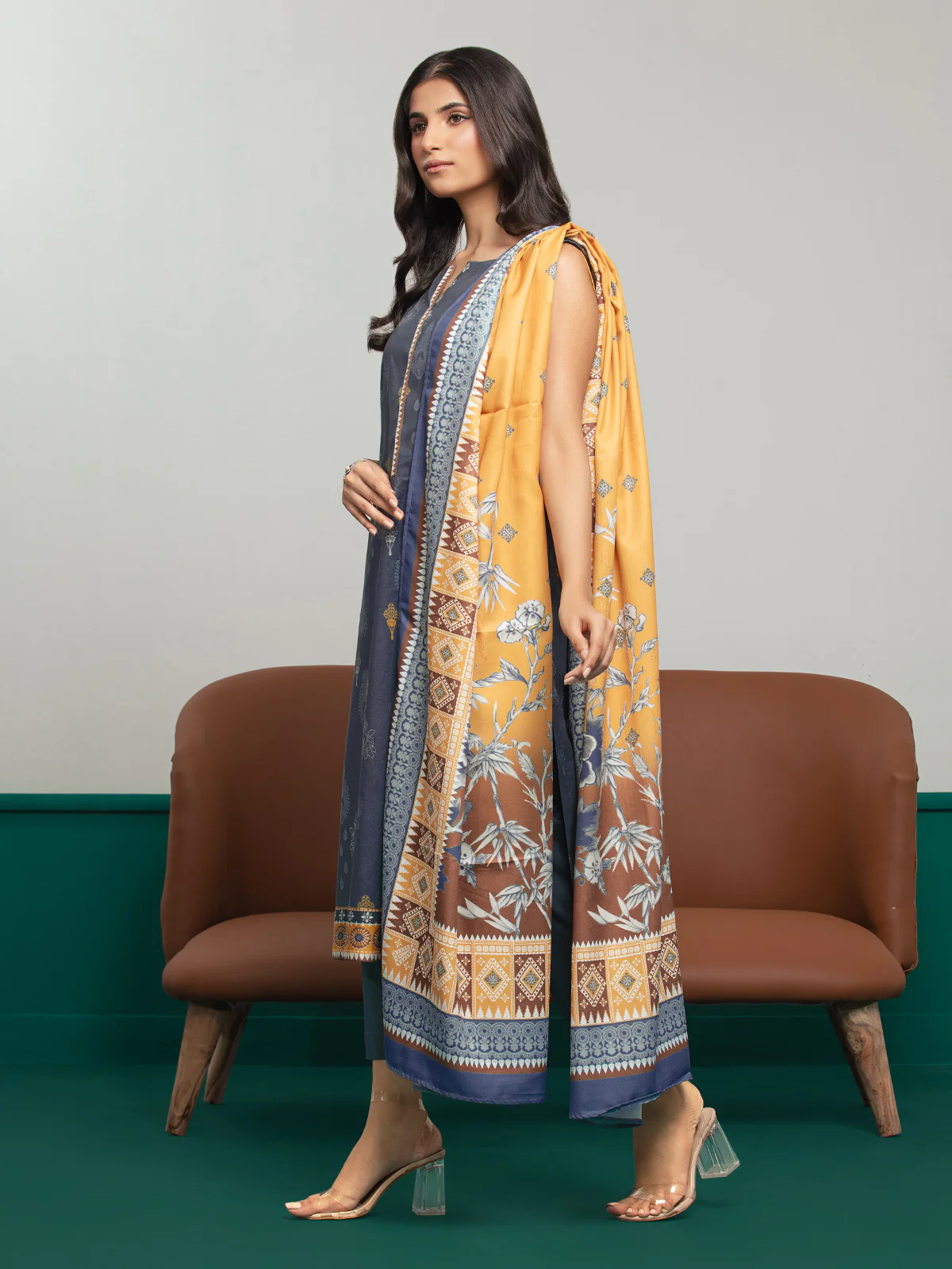 Unstitched Printed Khaddar Suit - EWU23A3S-27632-3P - Image 2