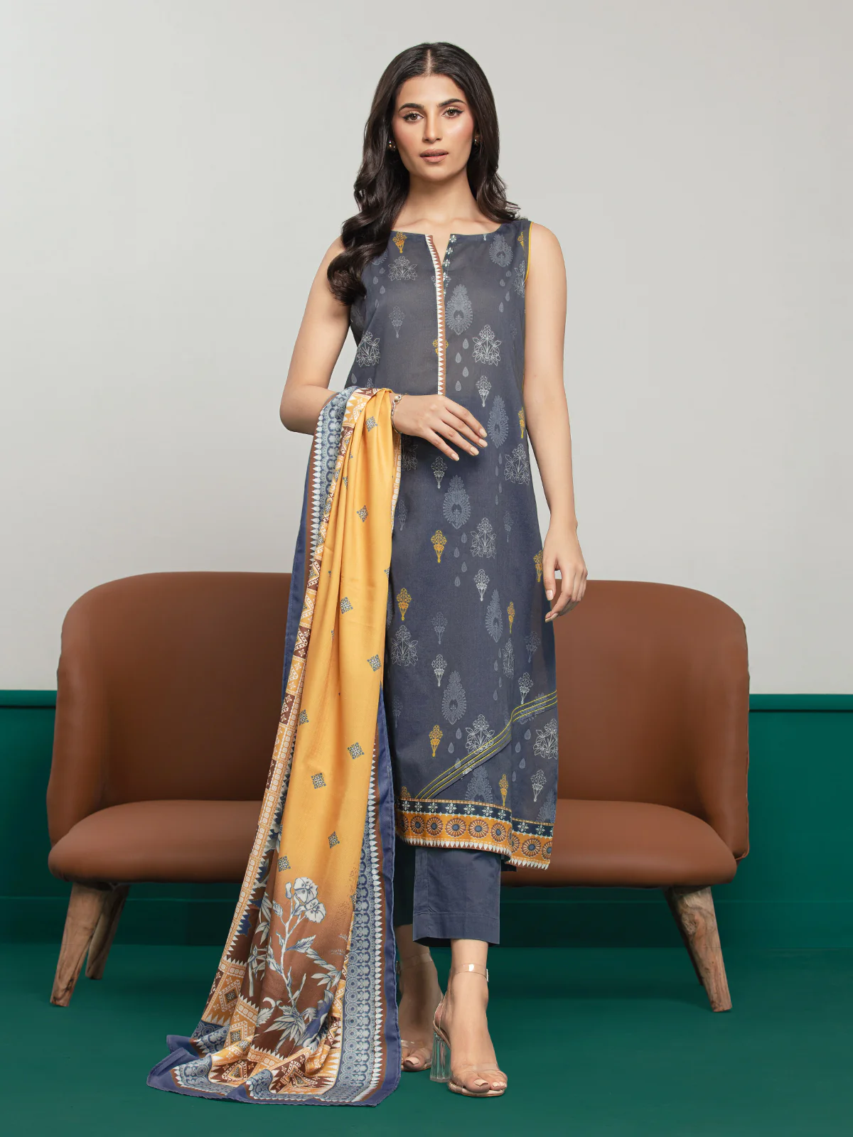 Unstitched Printed Khaddar Suit - EWU23A3S-27632-3P - Image 5