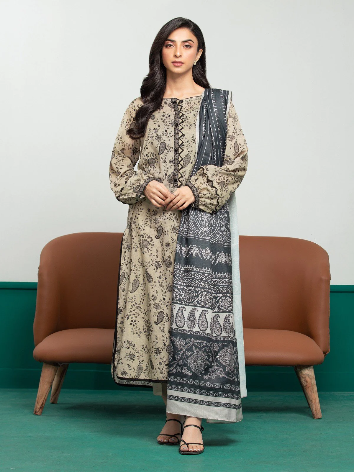 Unstitched Printed Khaddar Suit - EWU23A3S-27647-3P