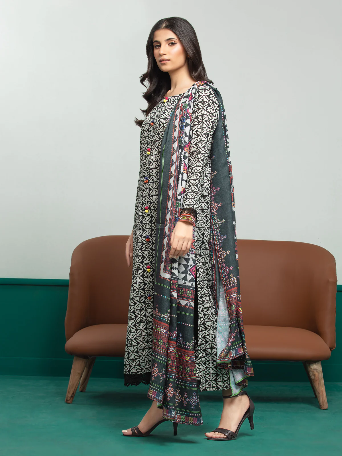 Unstitched Printed Khaddar Suit - EWU23A3S-27648-3P - Image 2