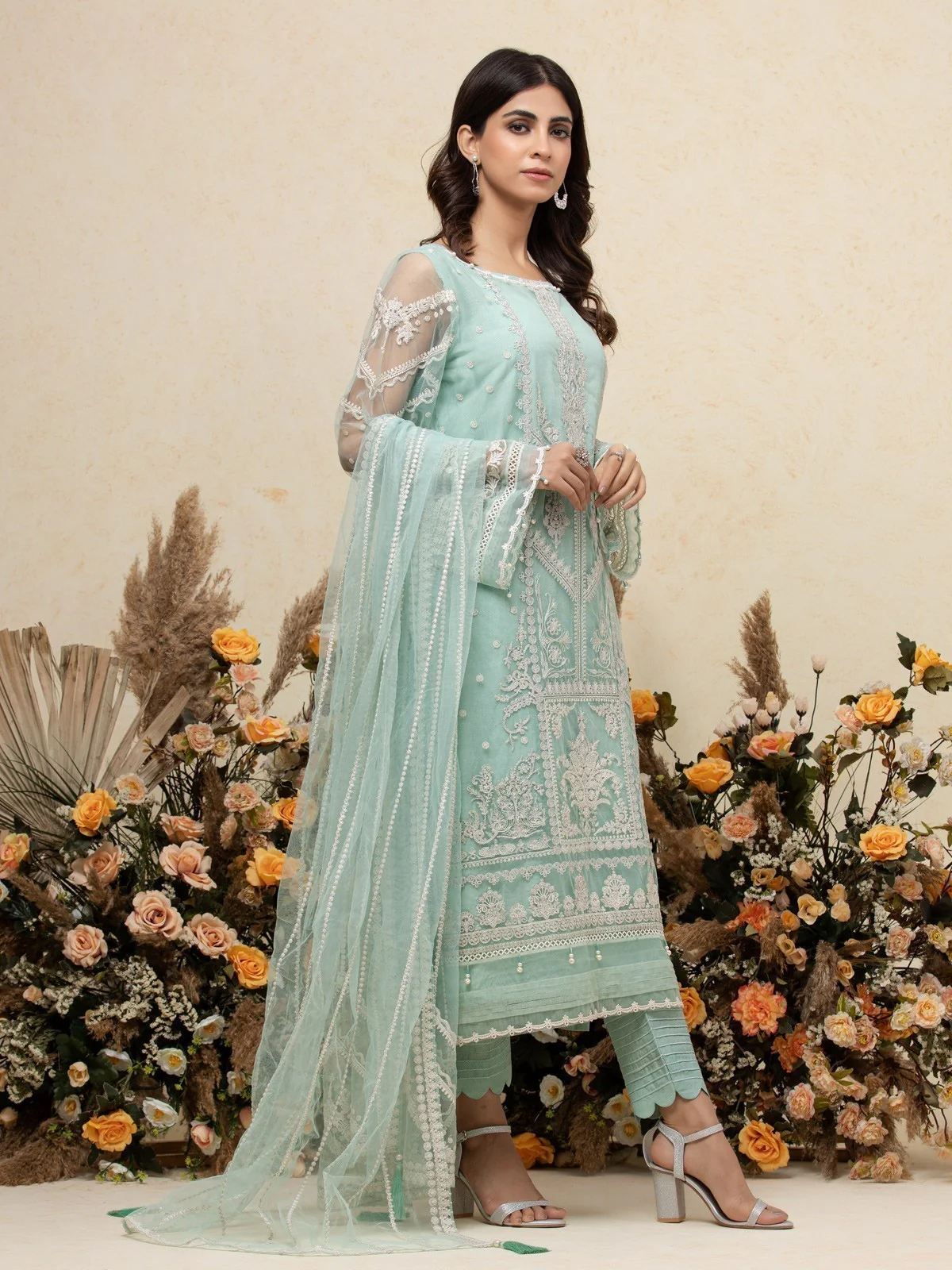 Unstitched Embroidered Net Suit - EWU23V15-26655