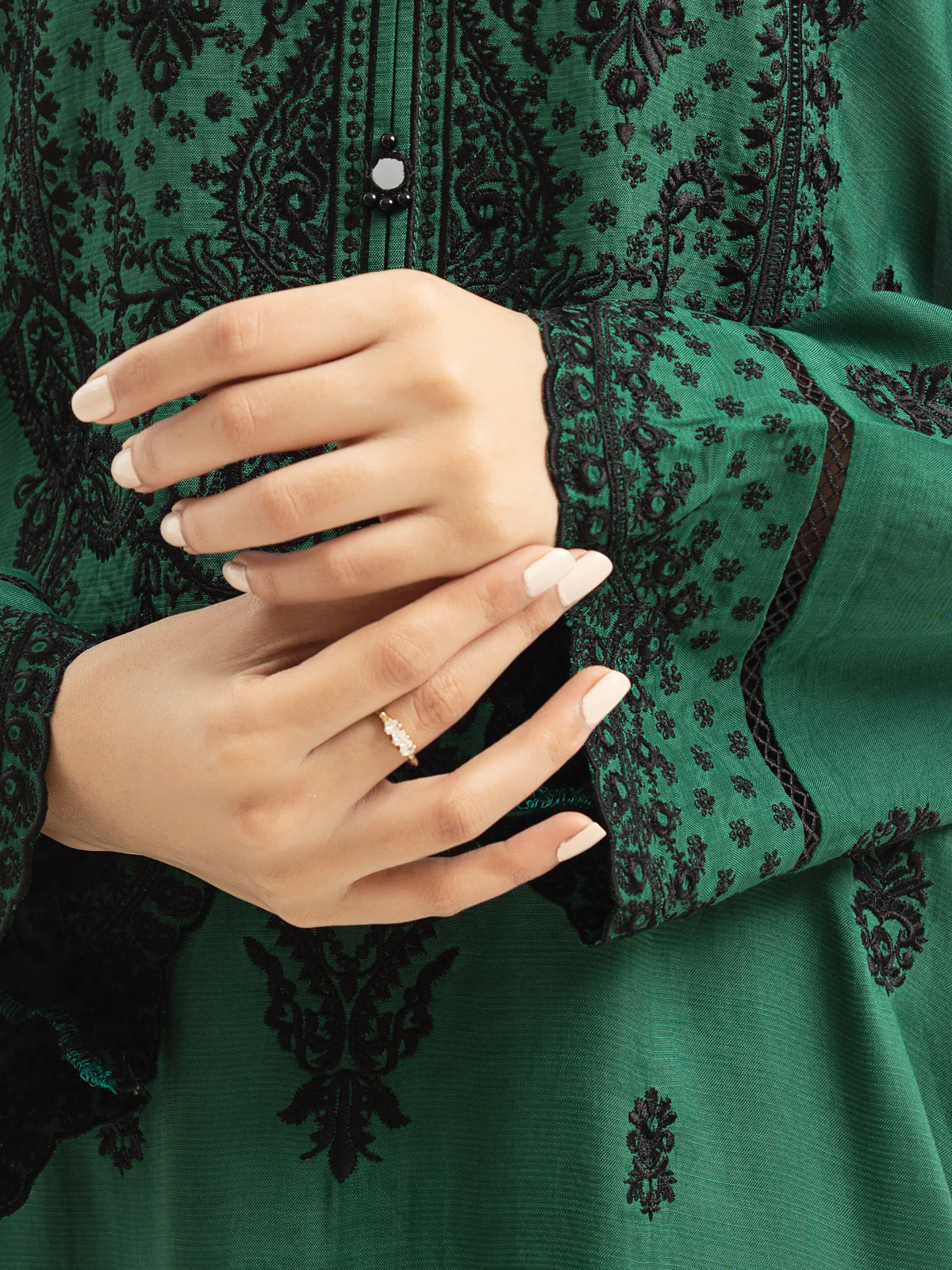 Unstitched Embroidered Raw Silk Suit - EWU23V16-26638-3P - Image 4