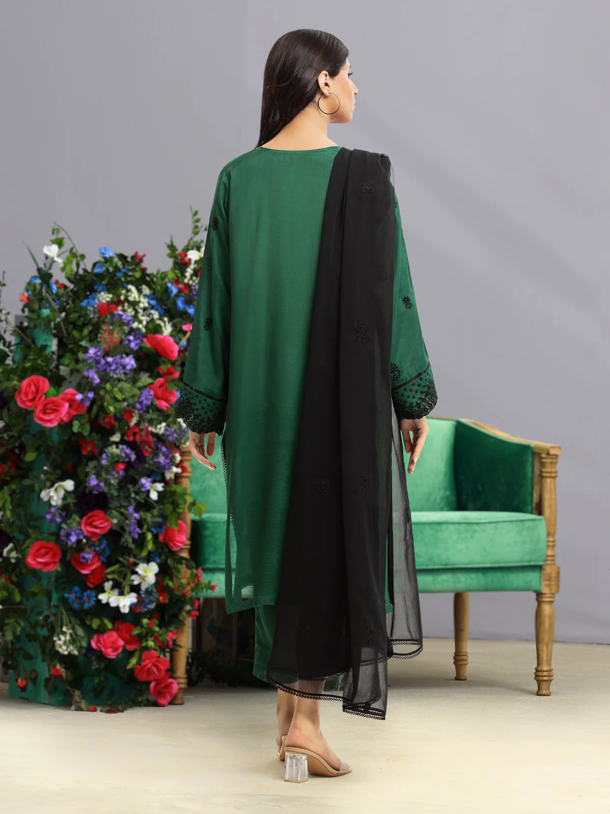 Unstitched Embroidered Raw Silk Suit - EWU23V16-26638-3P - Image 6