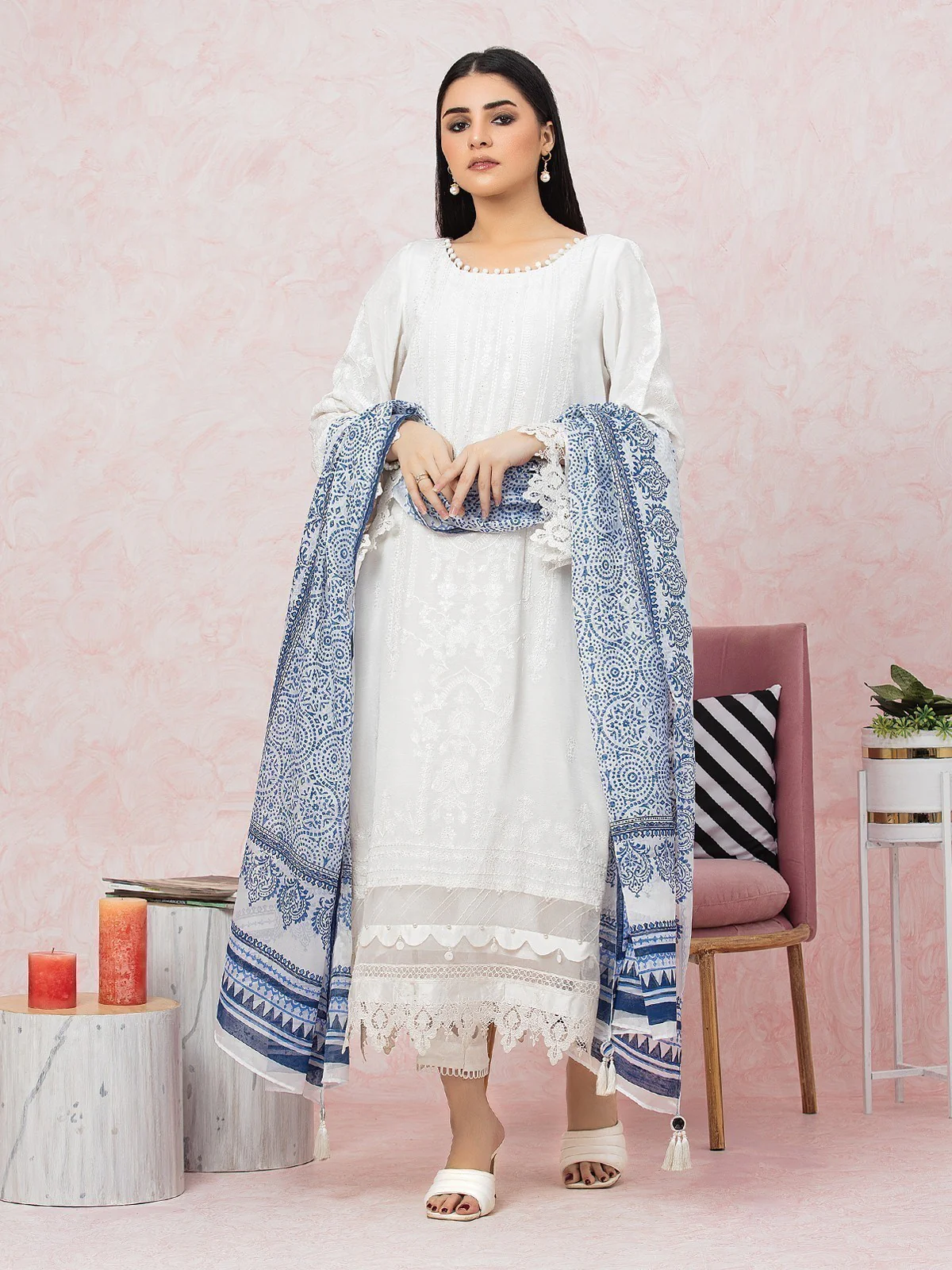 Unstitched Embroidered Raw Silk Suit - EWU23V16-26659