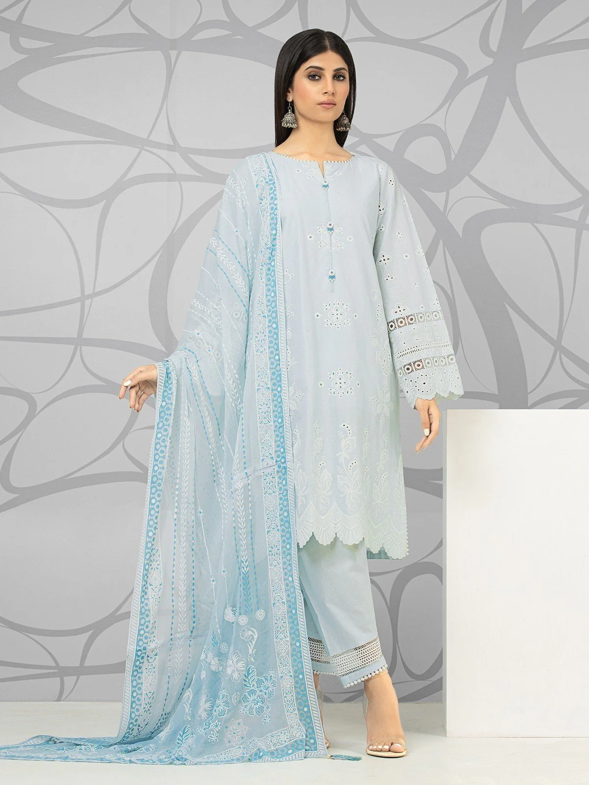 Unstitched Embroidered Dobby Suit - EWU23V7-23750