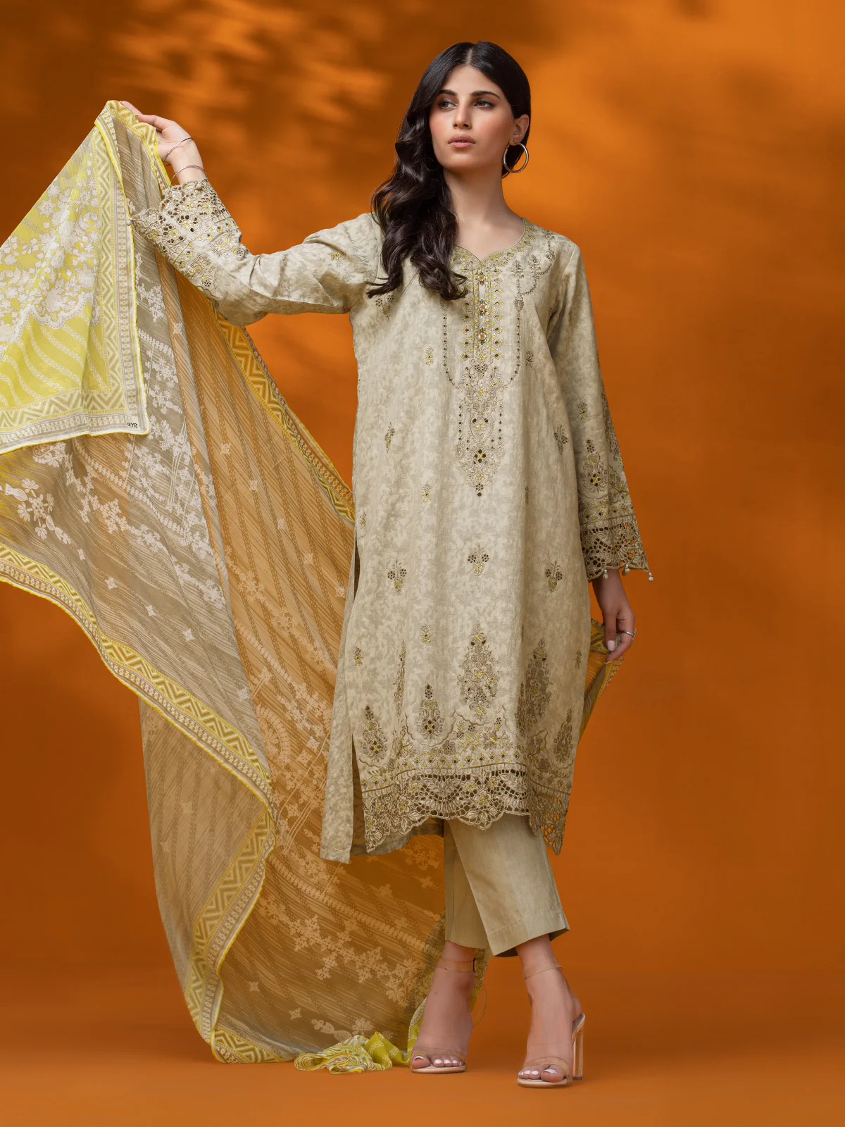Unstitched Embroidered Dobby Suit - EWU23V7-26630-3P - Image 2