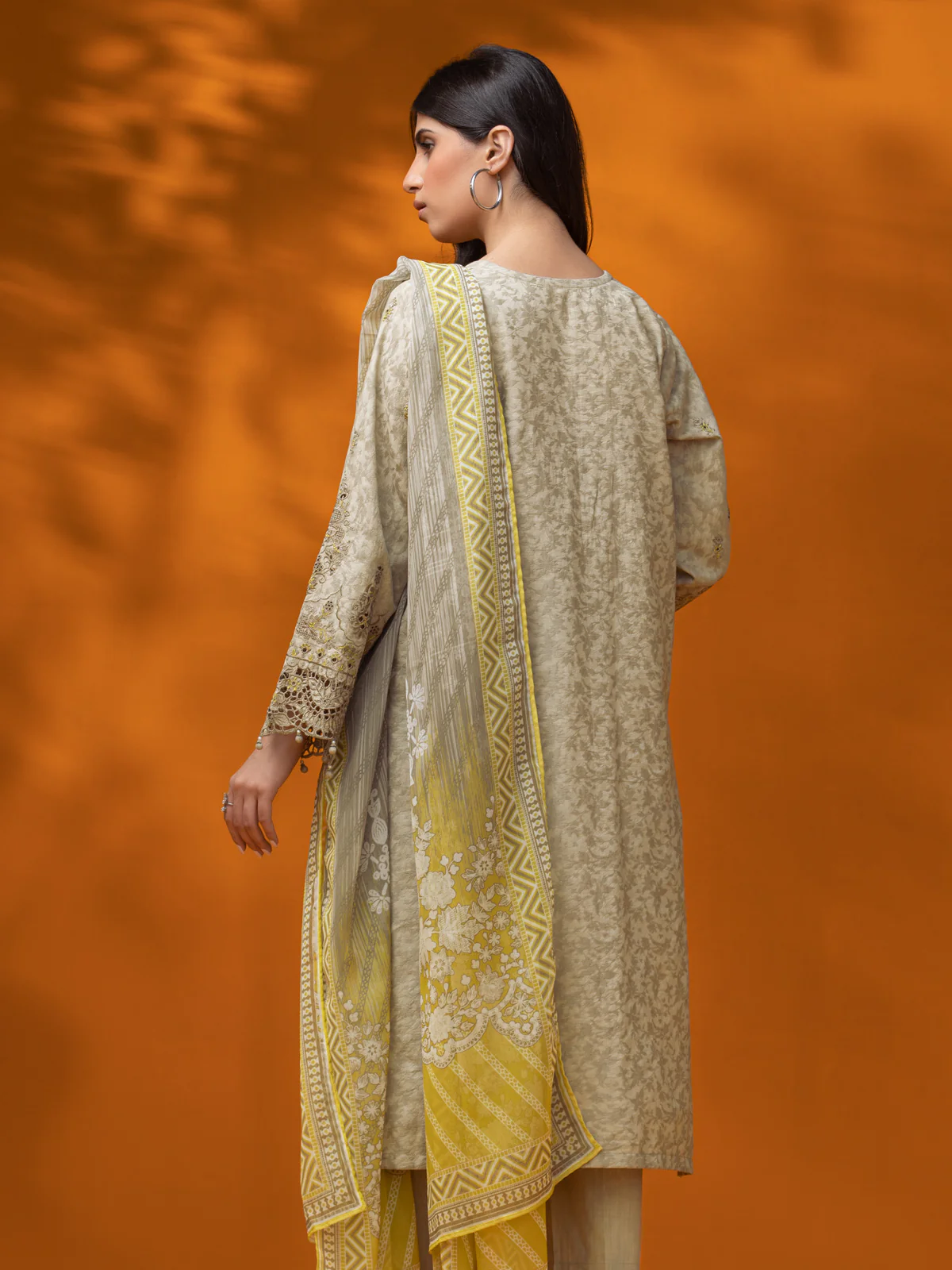Unstitched Embroidered Dobby Suit - EWU23V7-26630-3P - Image 8