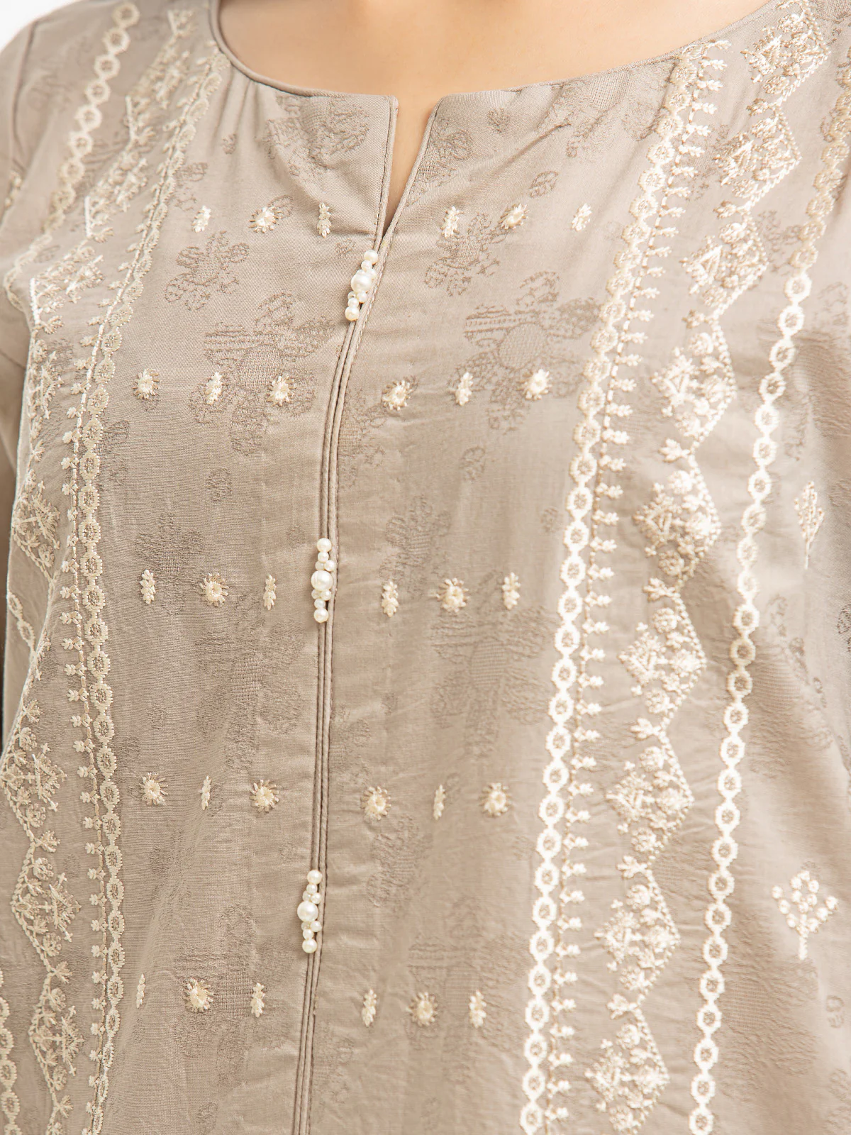 Unstitched Embroidered Dobby Suit - EWU23V7-26737-3P - Image 4