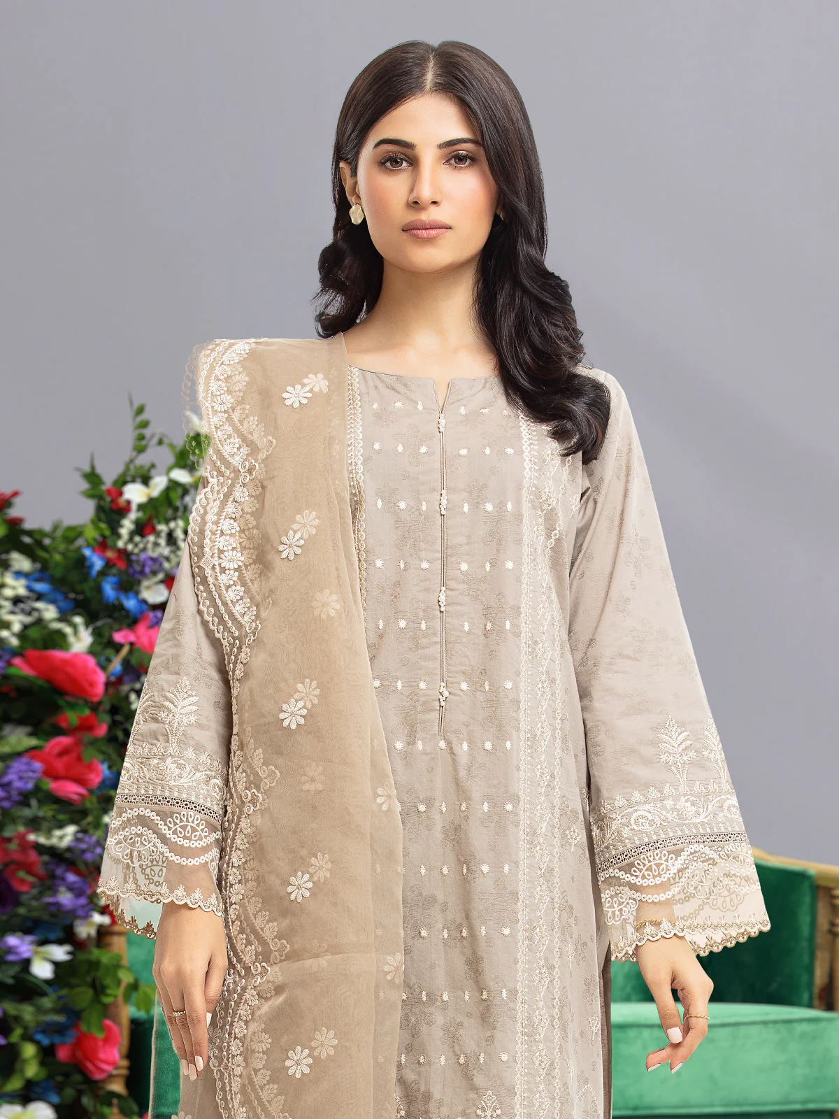 Unstitched Embroidered Dobby Shirt - EWU23V7-26737S - Image 4