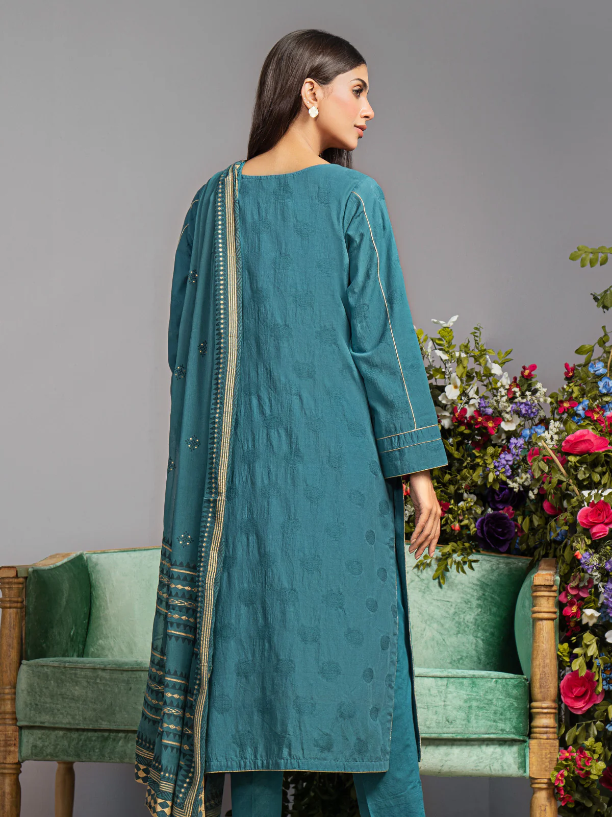 Unstitched Embroidered Dobby Suit - EWU23V7-26738-3P - Image 8