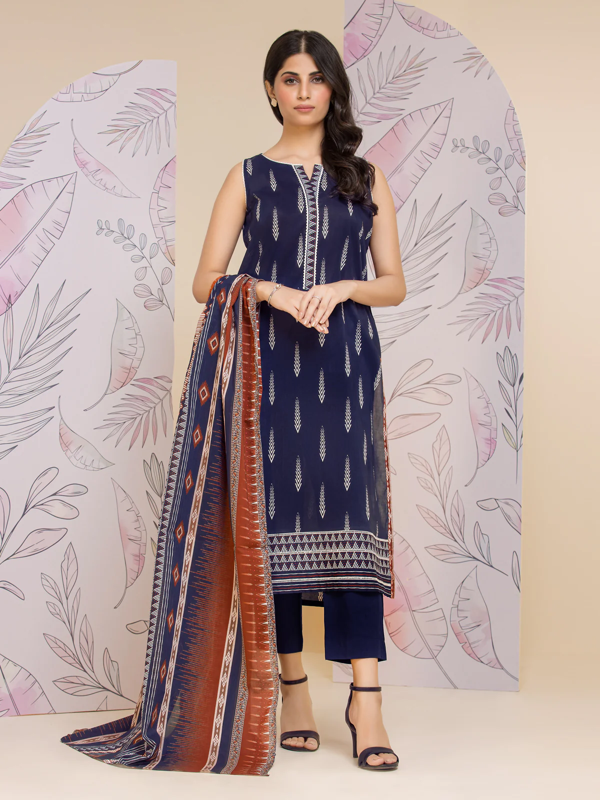 Unstitched Printed Lawn Suit - EWU24A1-26055-3P