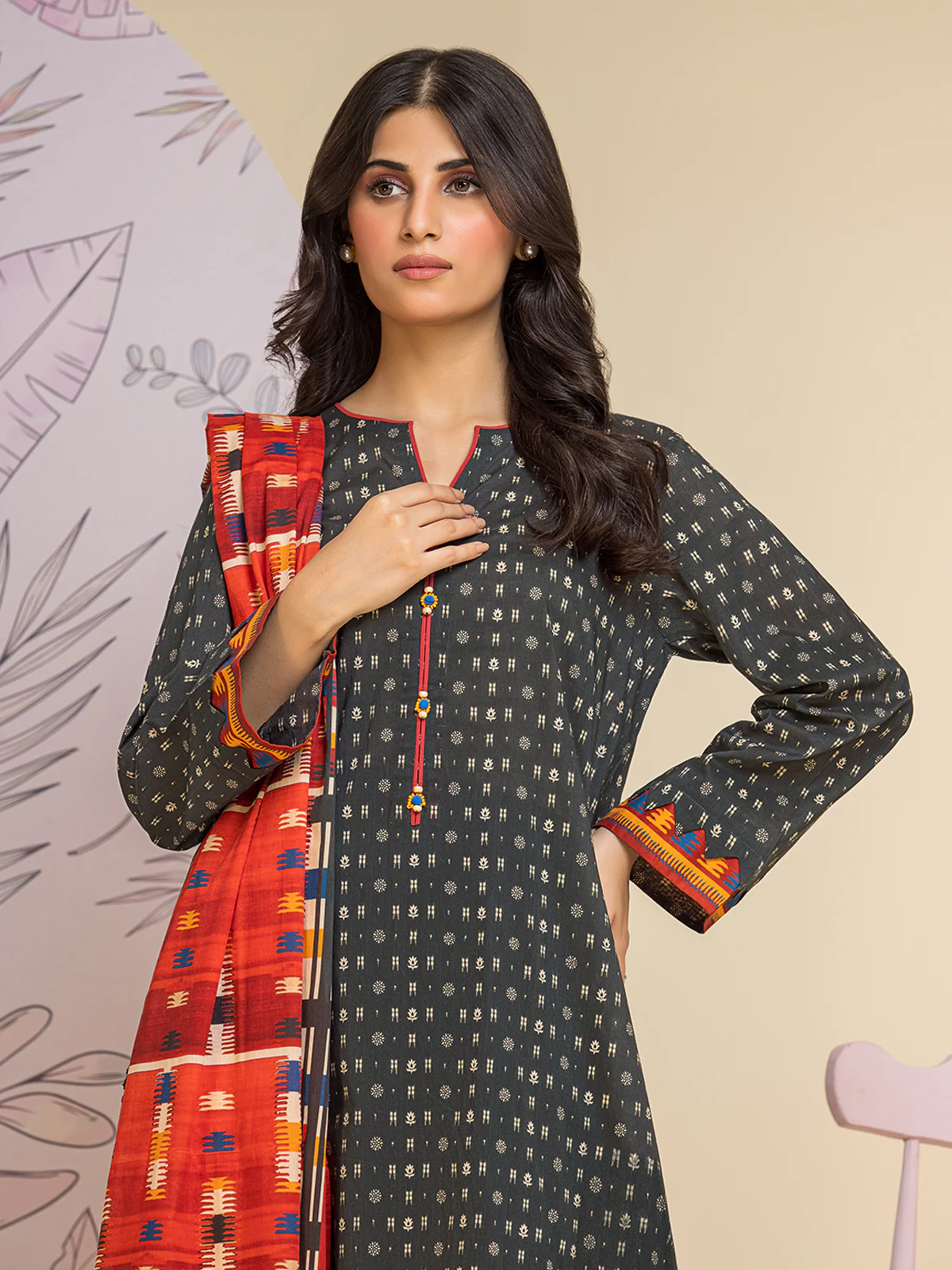 Unstitched Printed Lawn Suit - EWU24A1-26126-3P - Image 2
