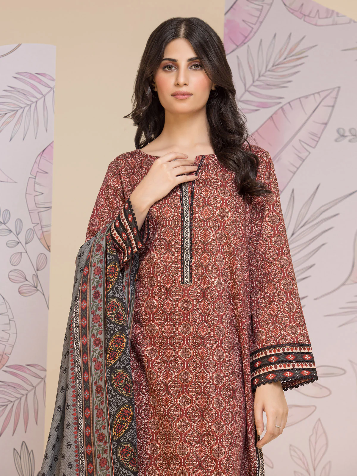 Unstitched Printed Lawn Suit - EWU24A1-28028-3P - Image 4