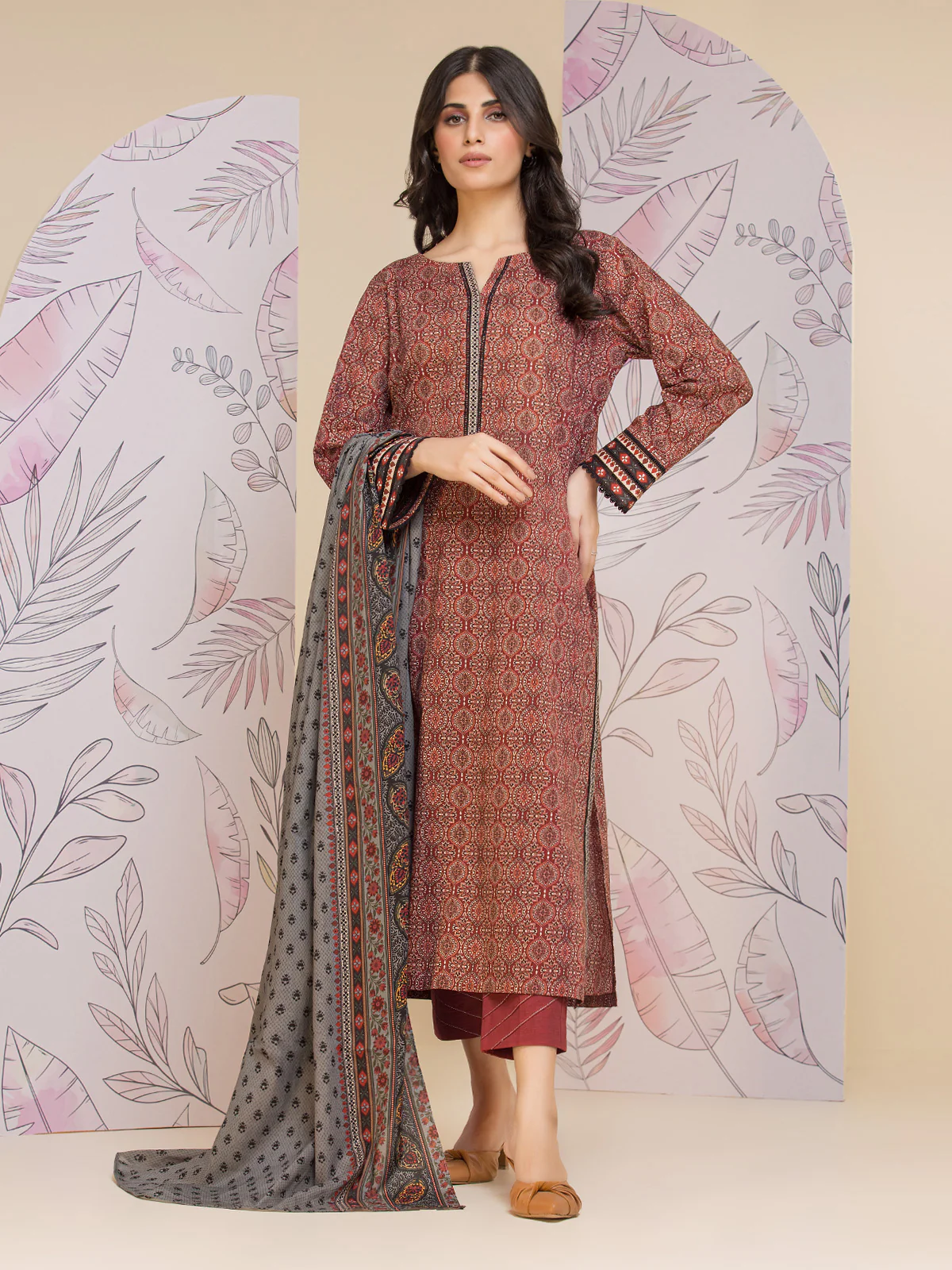 Unstitched Printed Lawn Suit - EWU24A1-28028-3P - Image 5