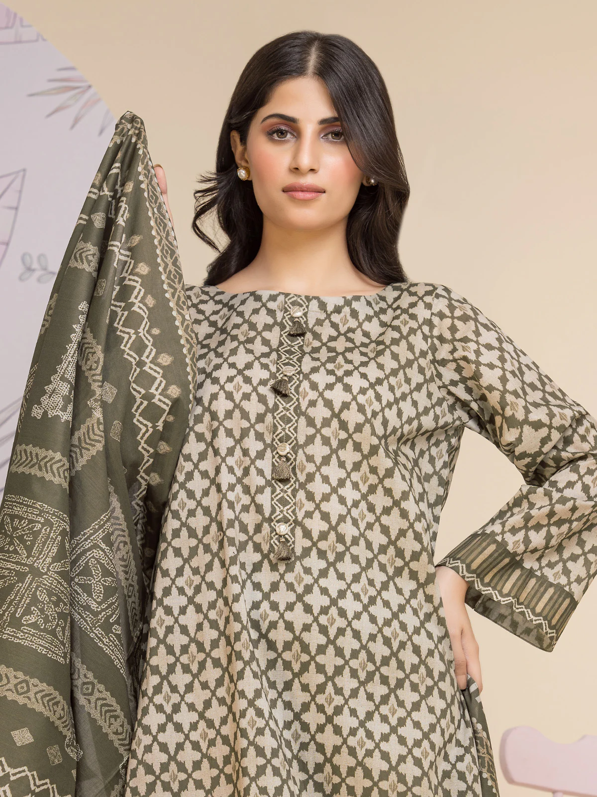 Unstitched Printed Lawn Suit - EWU24A1-28182-3P - Image 2