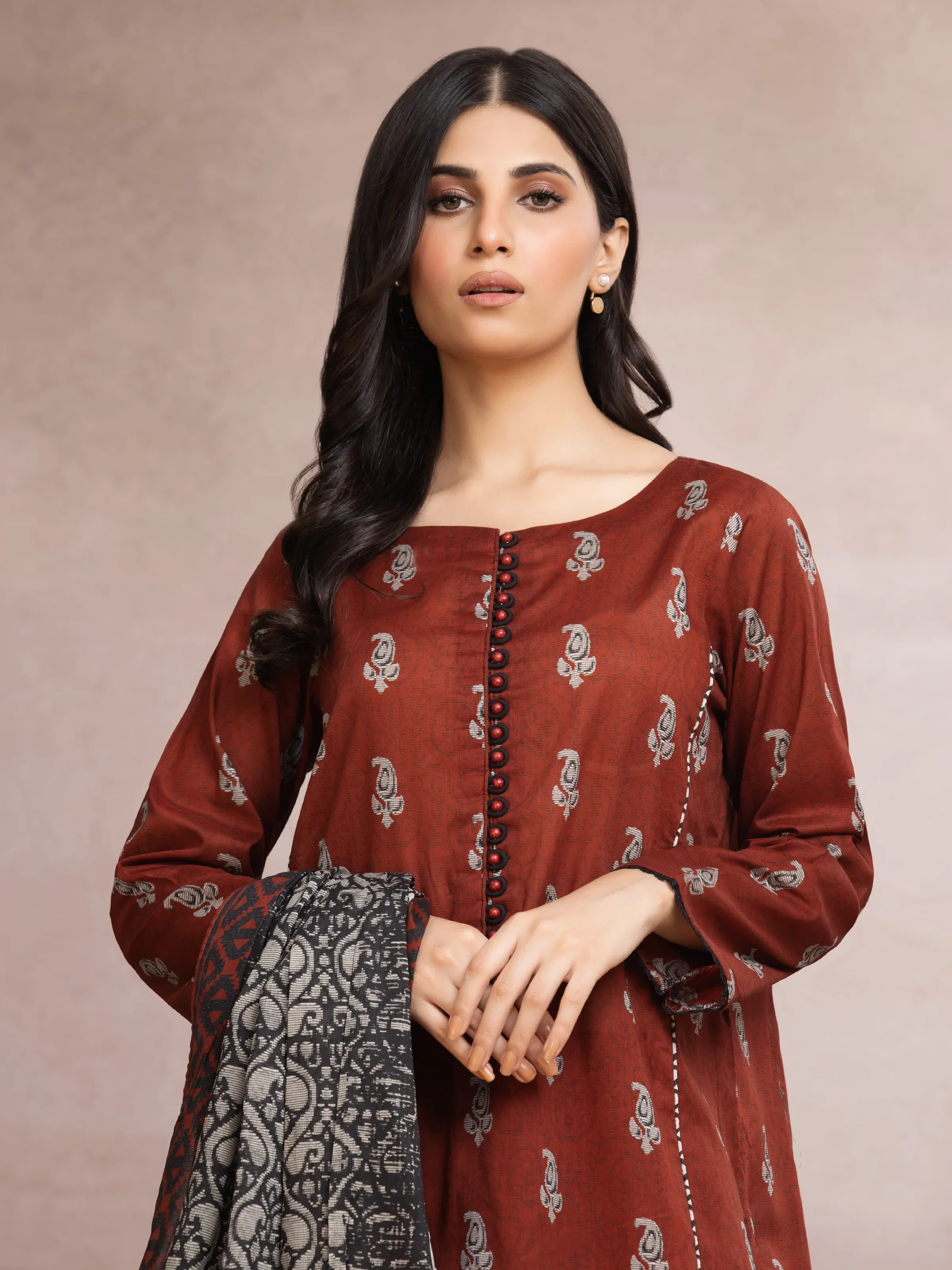 Unstitched Printed Khaddar Suit - EWU24A3-27122-3P - Image 3