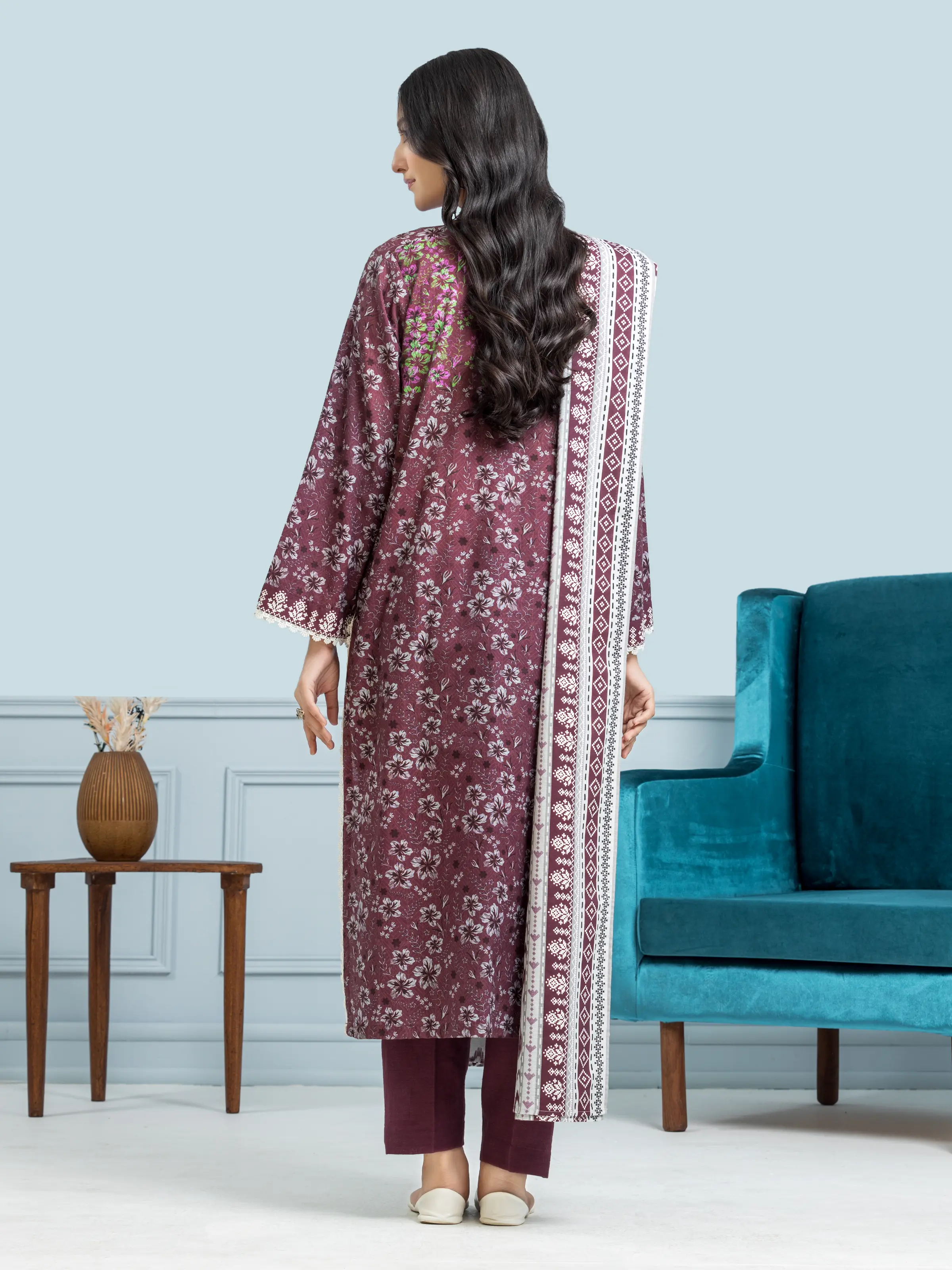 Unstitched Printed Khaddar Suit - EWU24A3-29317-3P - Image 2