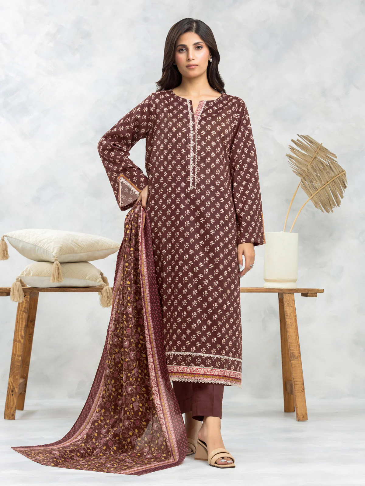 Unstitched Printed Viscose Shirt Dupatta - EWU24A4-29189SD - Image 2