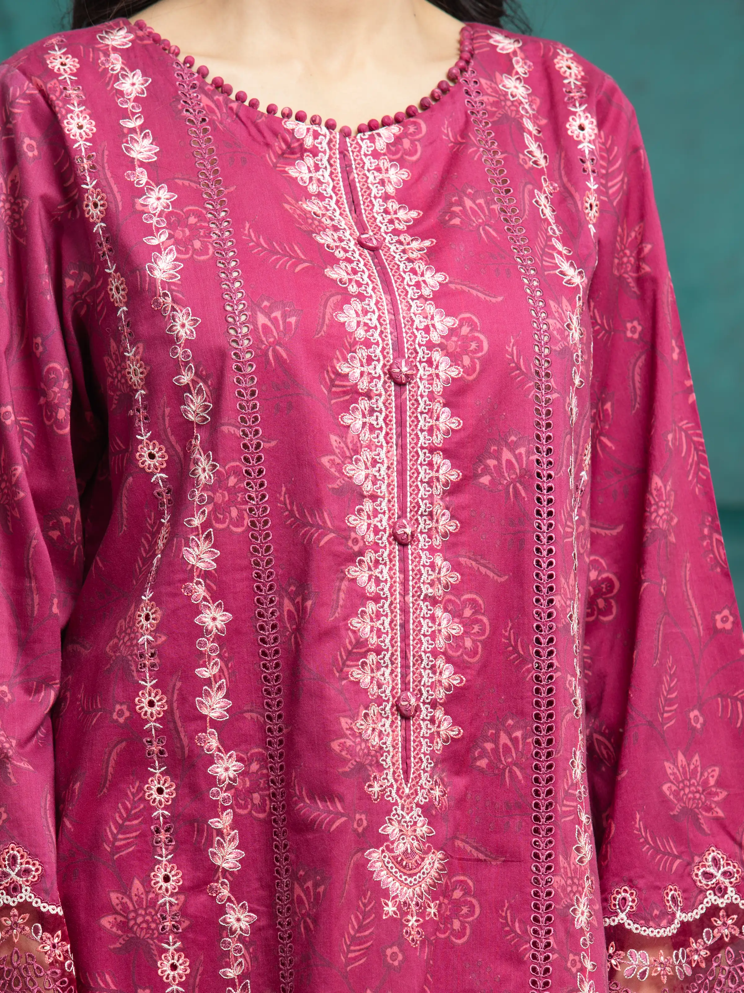 Unstitched Embroidered Khaddar Shirt Trouser - EWU24V11-30187ST - Image 3