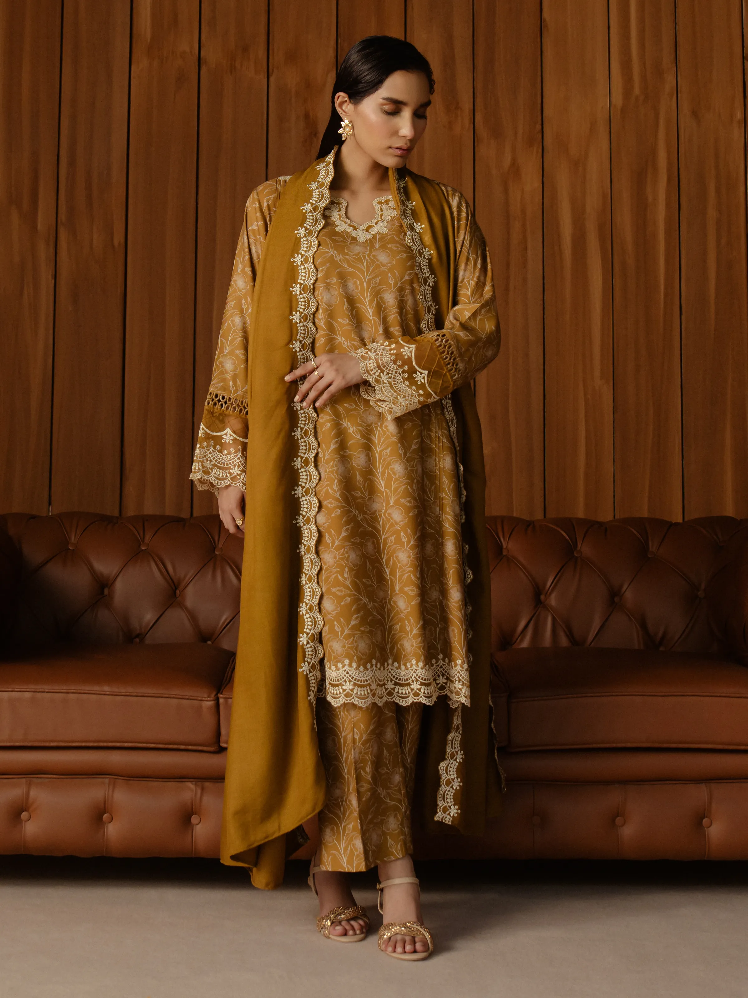 Unstitched Embroidered Marina Twill Shirt Trouser - EWU24V14-30178ST - Image 2