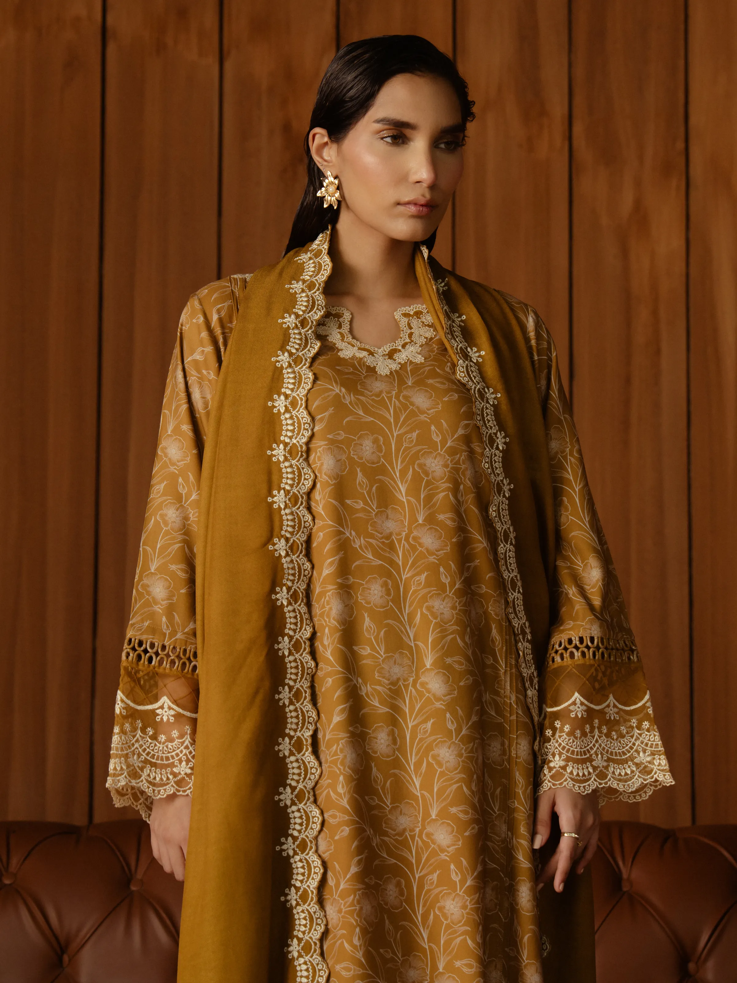 Unstitched Embroidered Marina Twill Shirt Trouser - EWU24V14-30178ST - Image 3