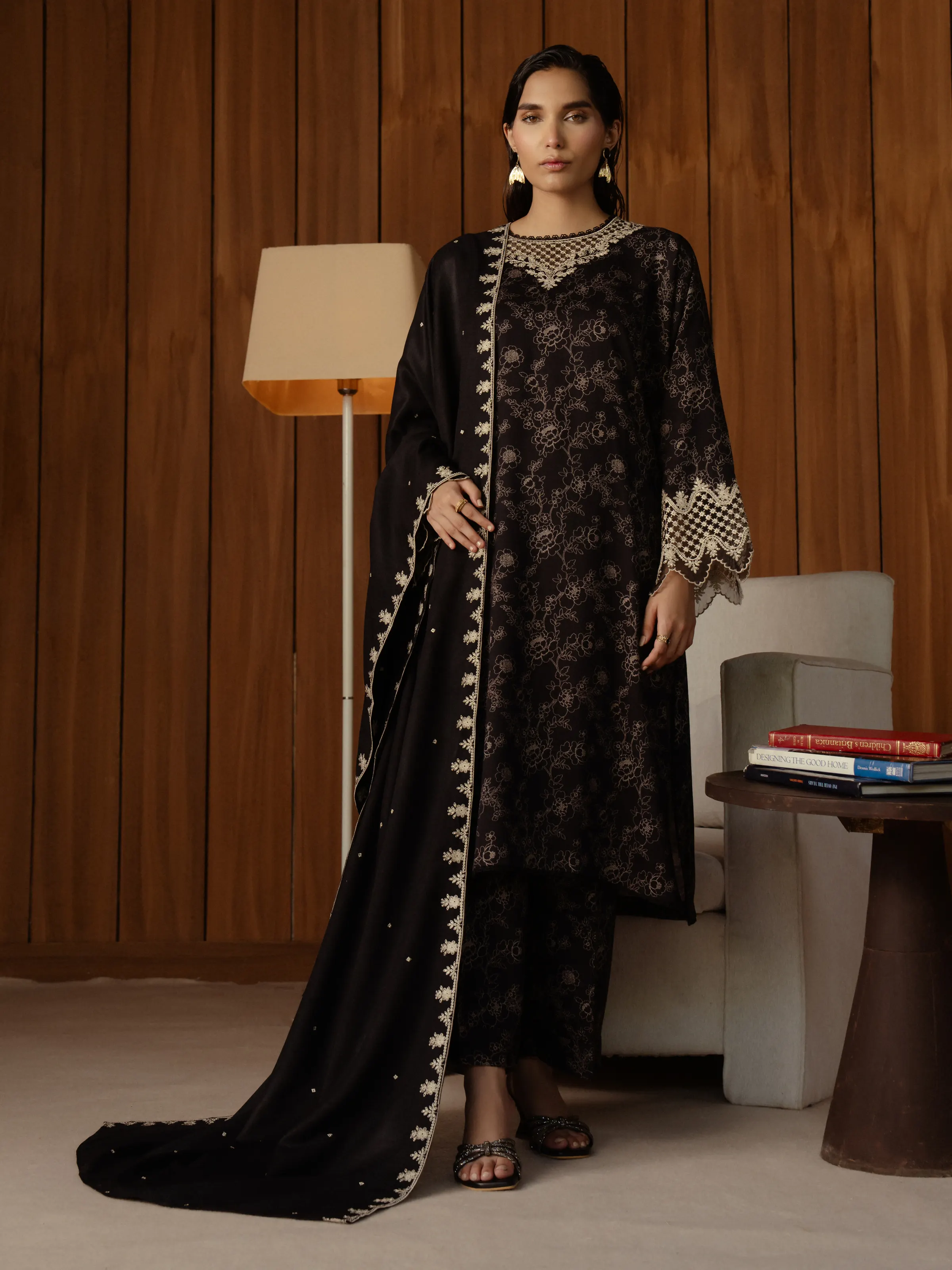 Unstitched Embroidered Marina Twill Shirt Trouser - EWU24V14-30179ST - Image 2