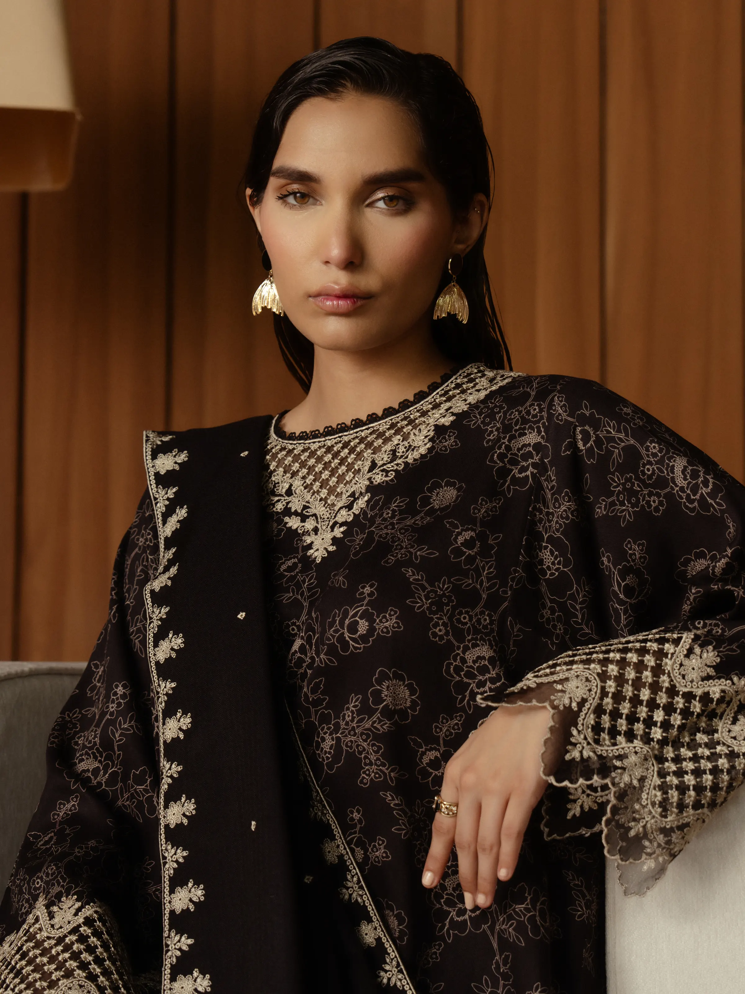 Unstitched Embroidered Marina Twill Shirt Trouser - EWU24V14-30179ST - Image 3