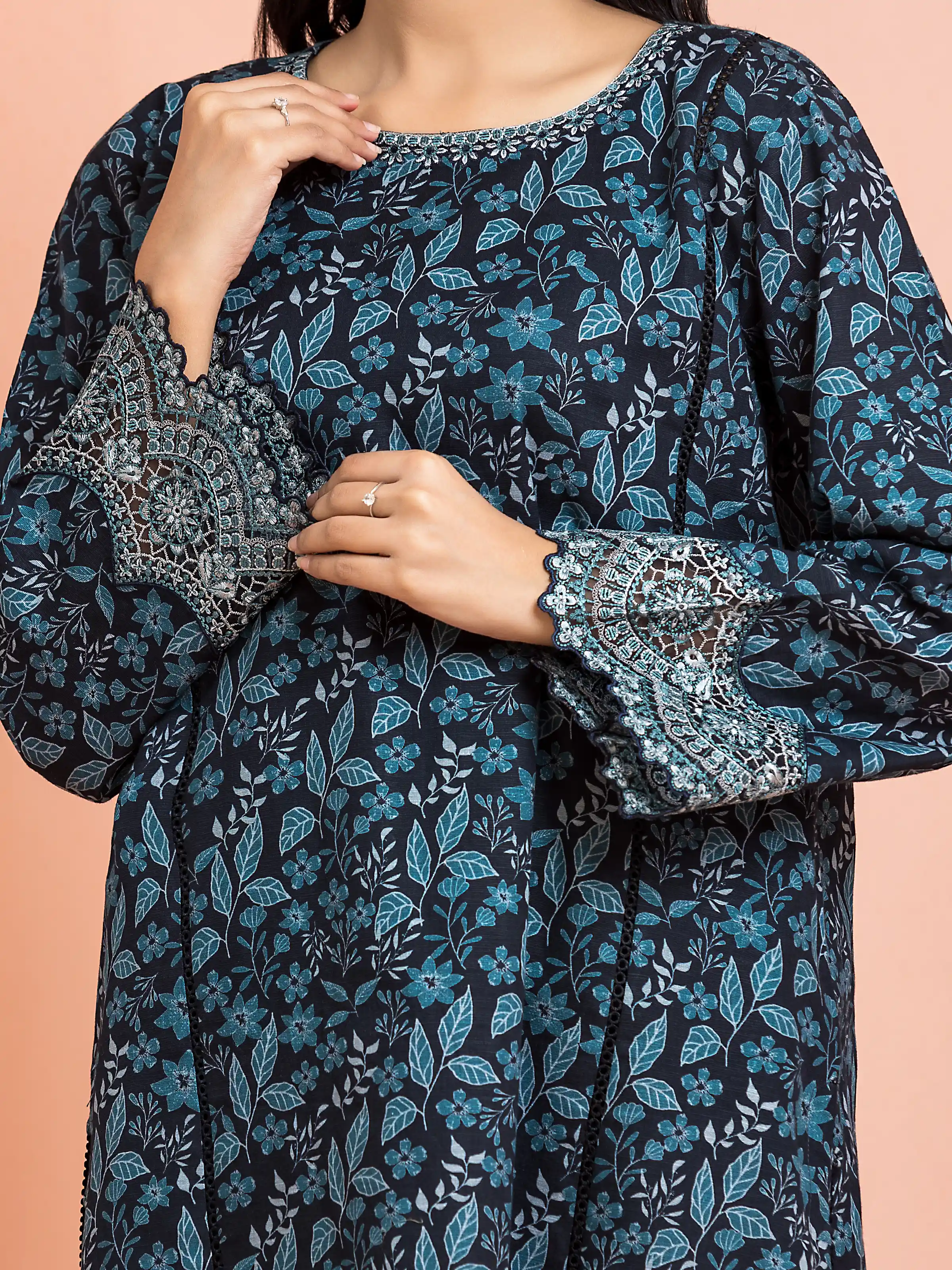 Unstitched Embroidered Marina Twill Shirt Trouser - EWU24V14-30181ST - Image 3