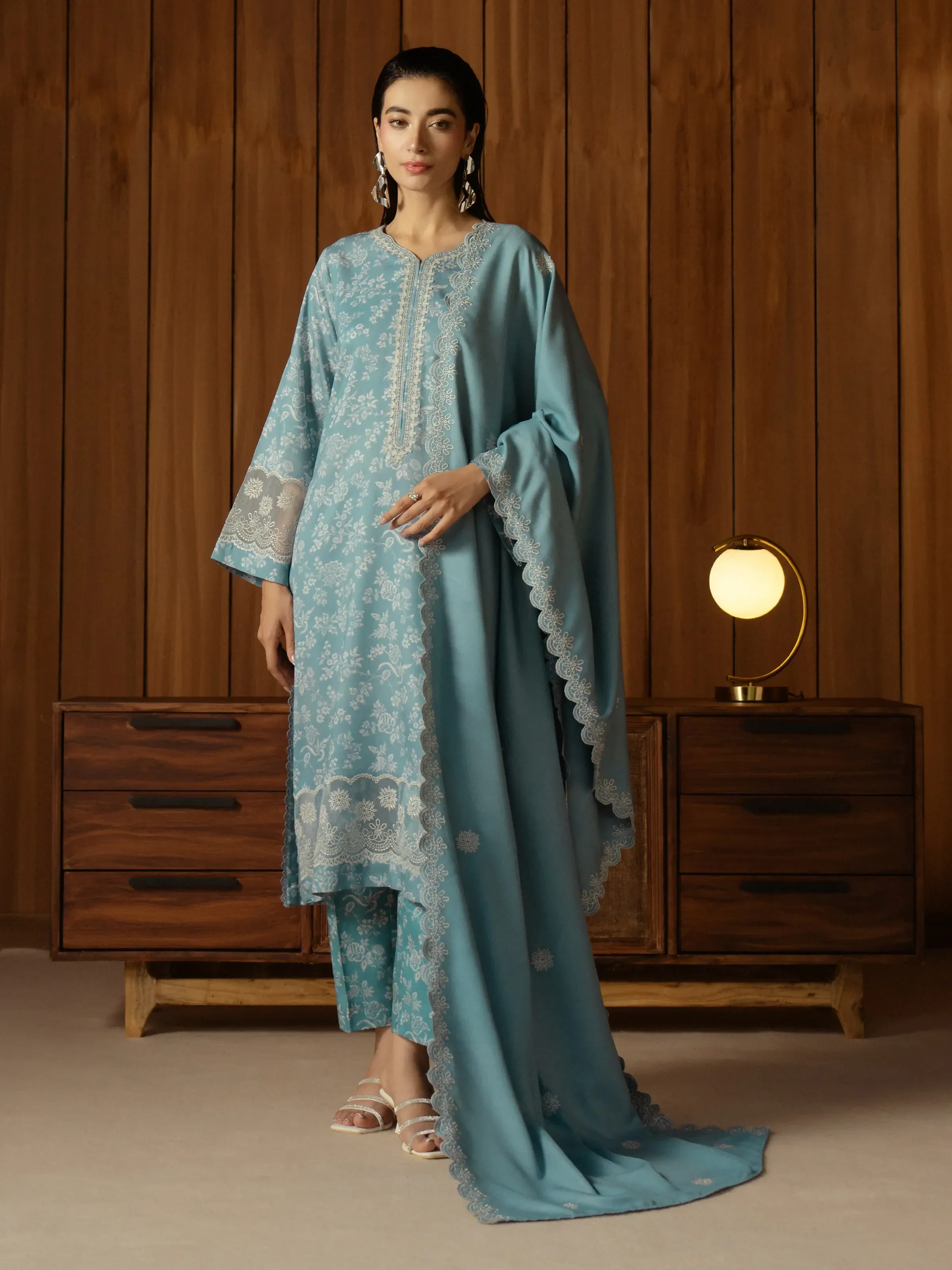Unstitched Embroidered Marina Twill Shirt Trouser - EWU24V14-30183ST - Image 2