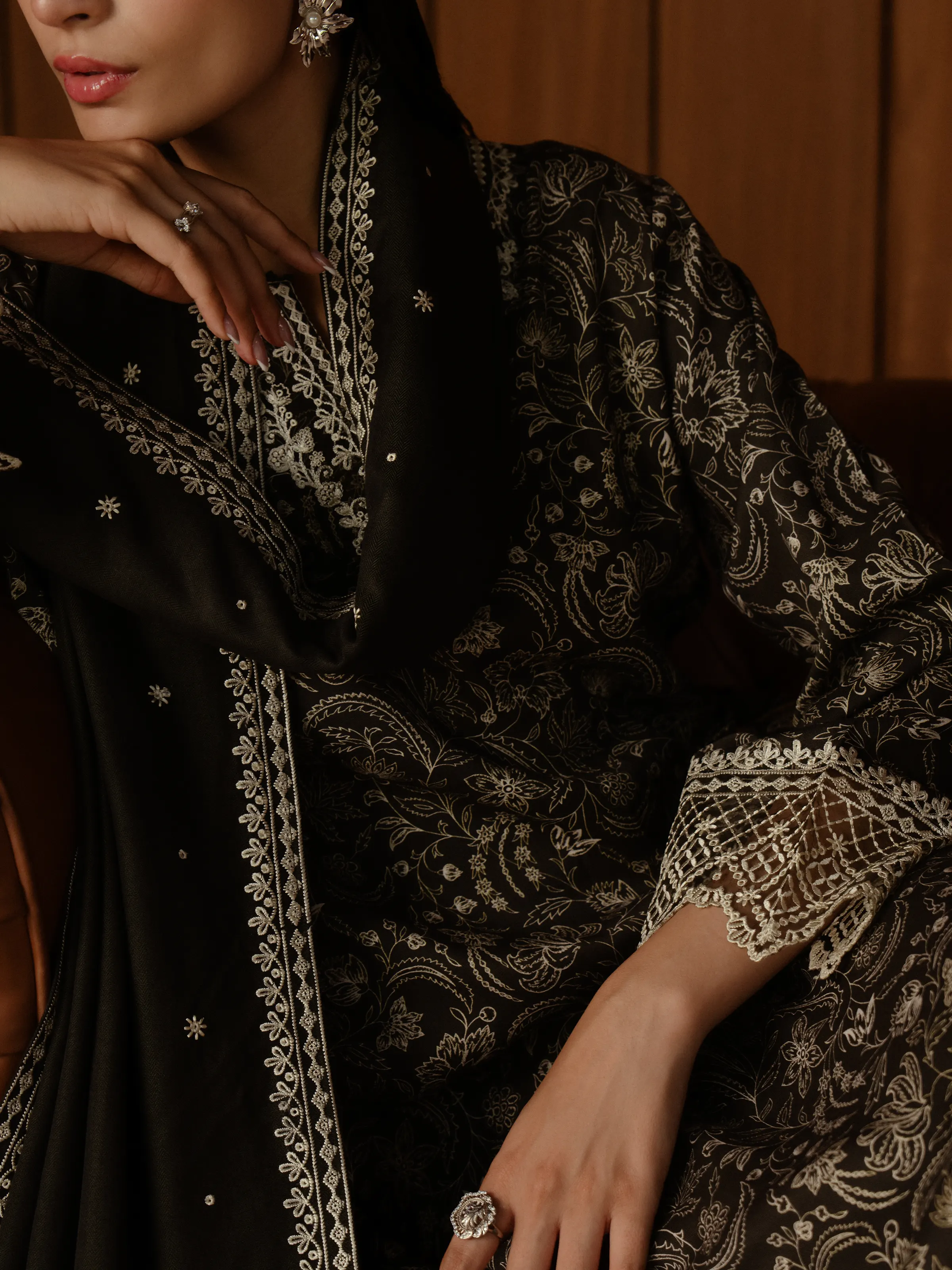 Unstitched Embroidered Marina Twill Shirt Trouser - EWU24V14-30185ST - Image 6