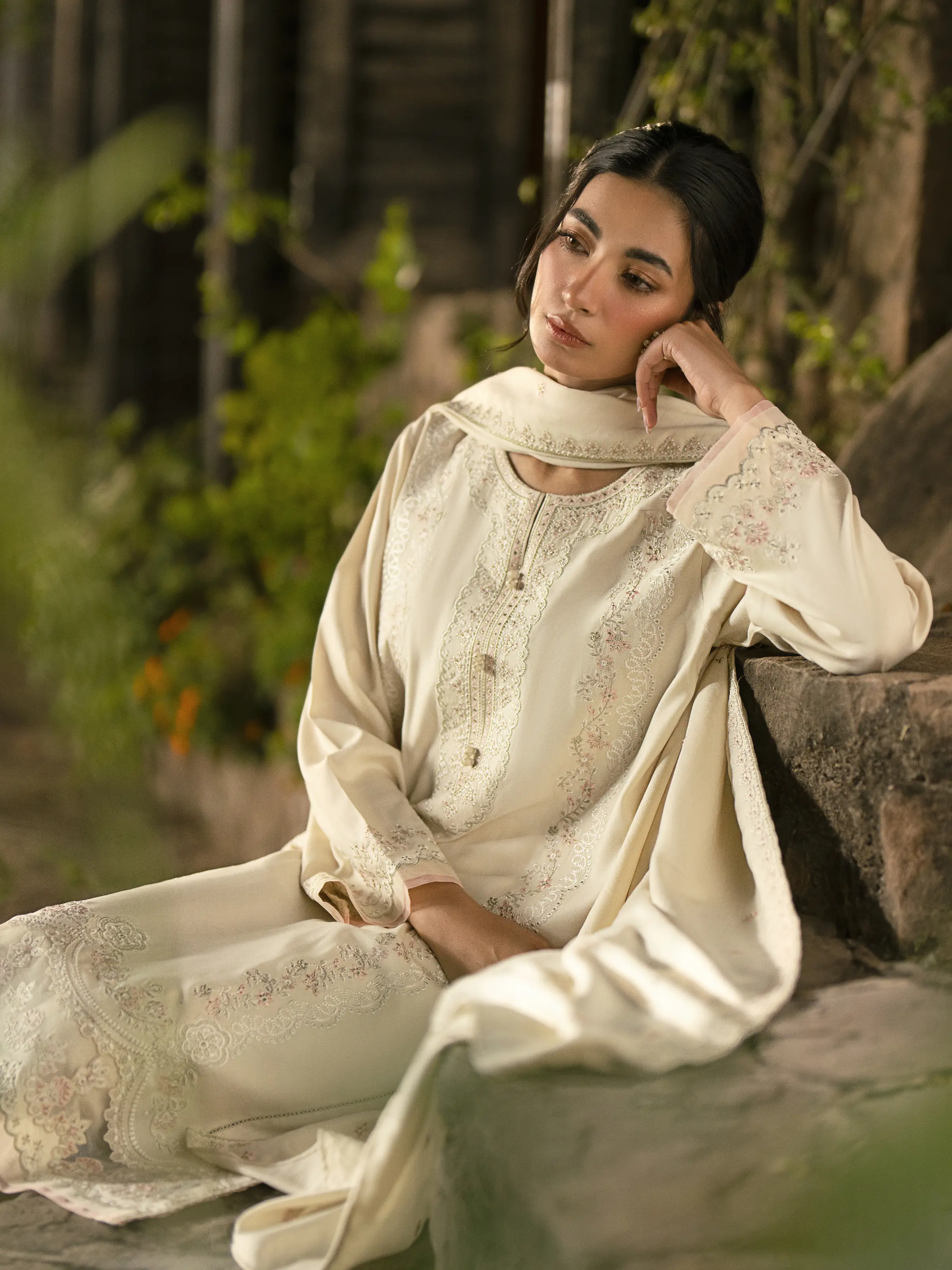 Unstitched Embroidered Marina Twill Shirt Trouser - EWU24V14-30203ST - Image 4
