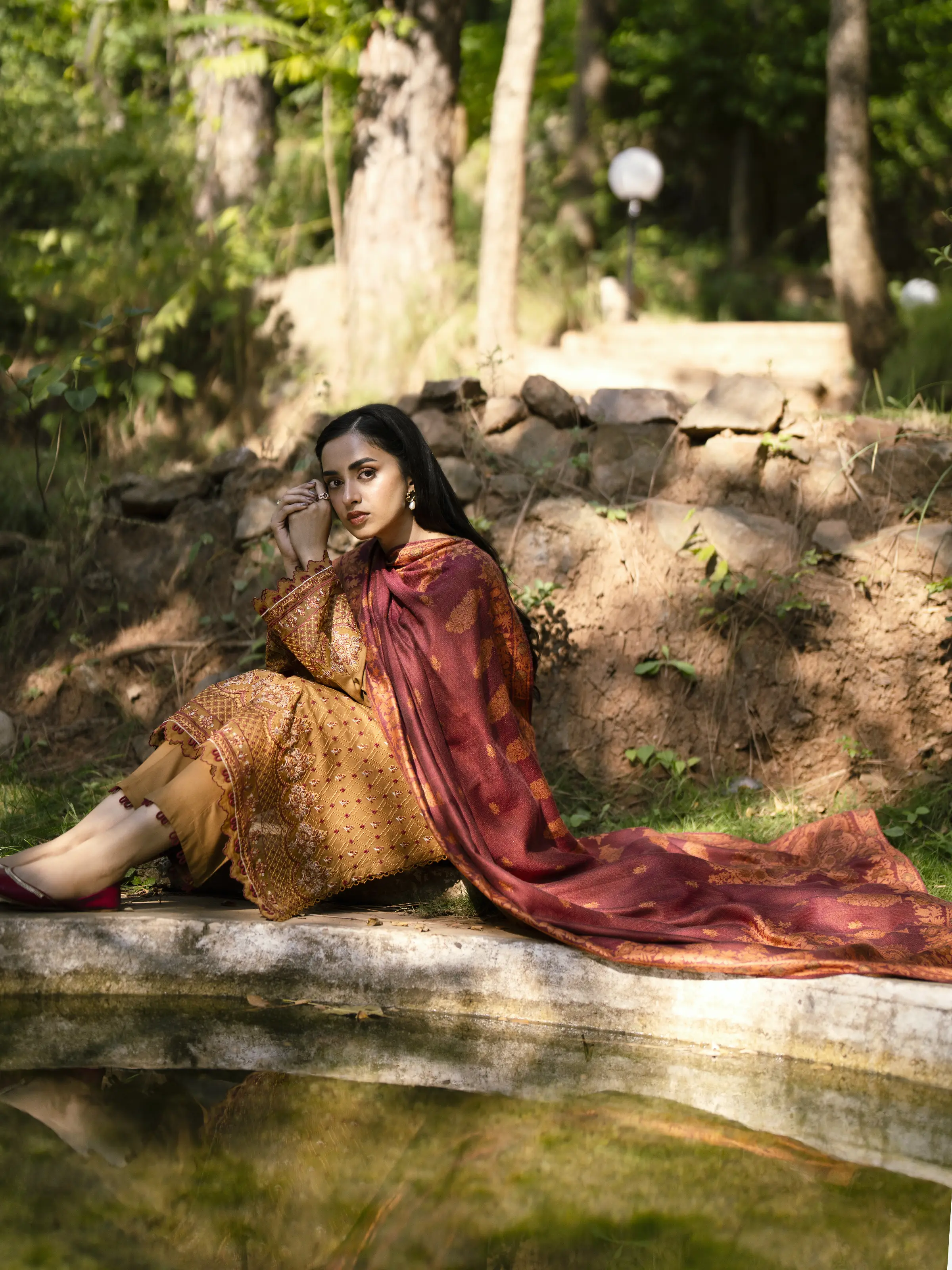 Unstitched Embroidered Marina Twill Shirt Dupatta - EWU24V14-30212SD - Image 5