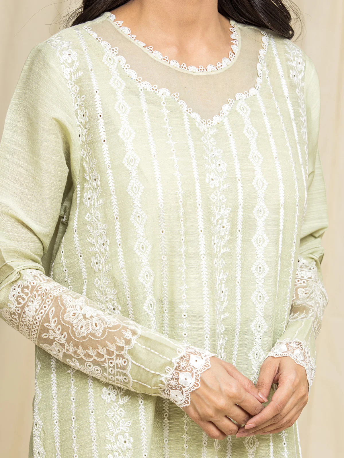 Unstitched Embroidered Raw Silk Suit - EWU24V16-30003-3P - Image 4