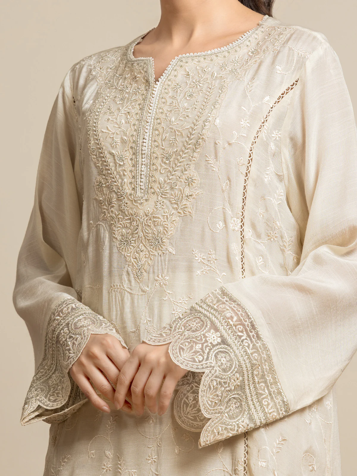Unstitched Embroidered Raw Silk Suit - EWU24V16-30129-3P - Image 3