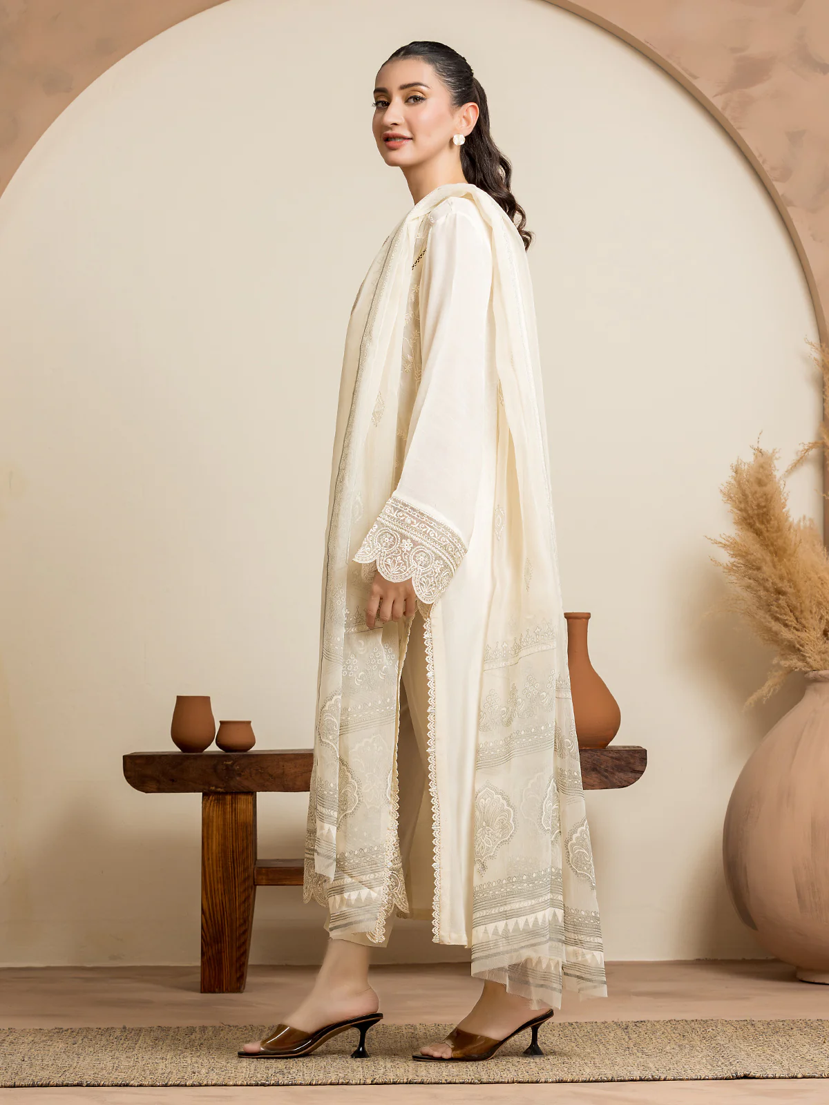 Unstitched Embroidered Raw Silk Suit - EWU24V16-30129-3P - Image 4